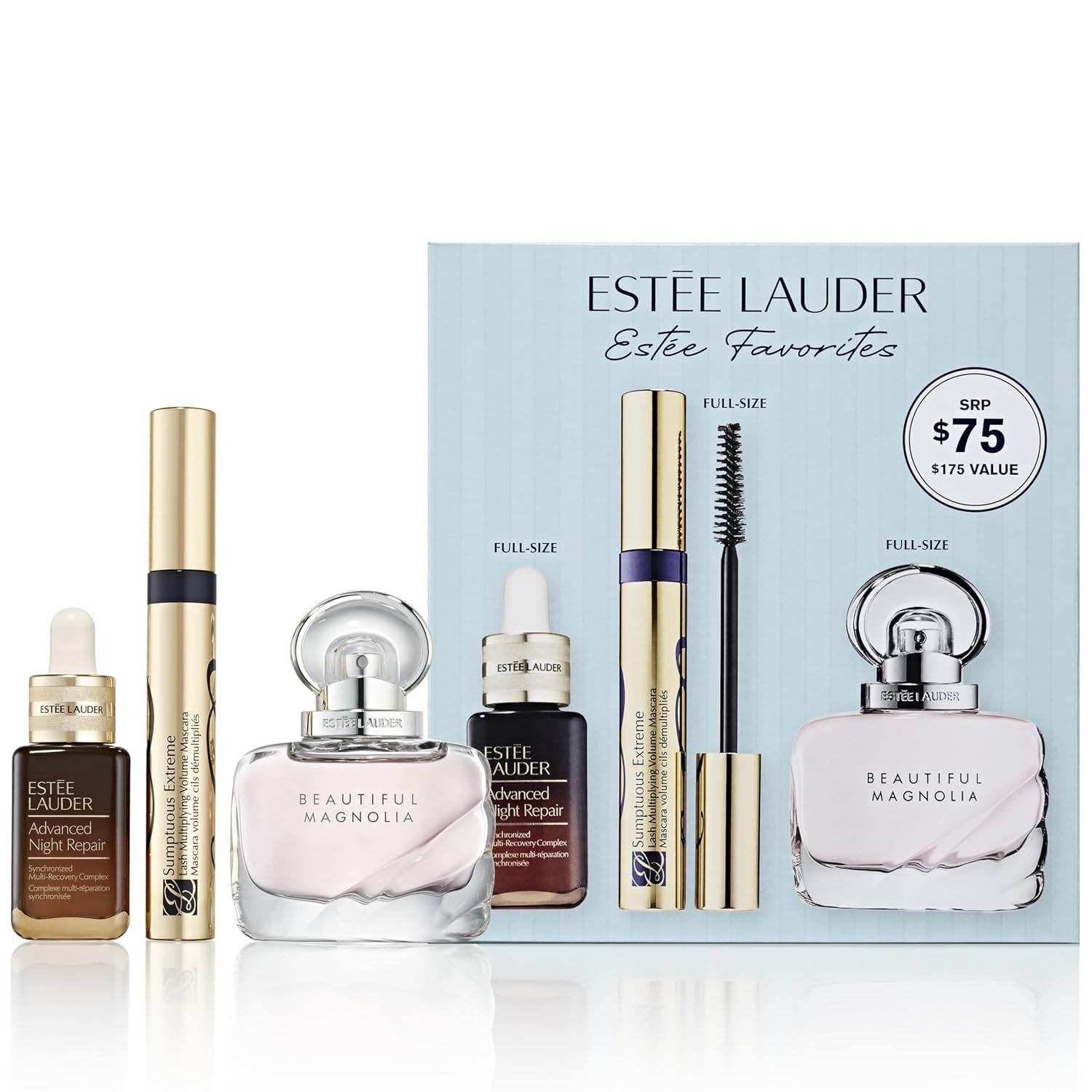 Estée Favorites Gift Set | Amazon Exclusive 3-Piece Set with Full-Size Advanced Night Repair Serum, Full-Size Sumptuous Extreme Mascara & Beautiful Magnolia Fragrance