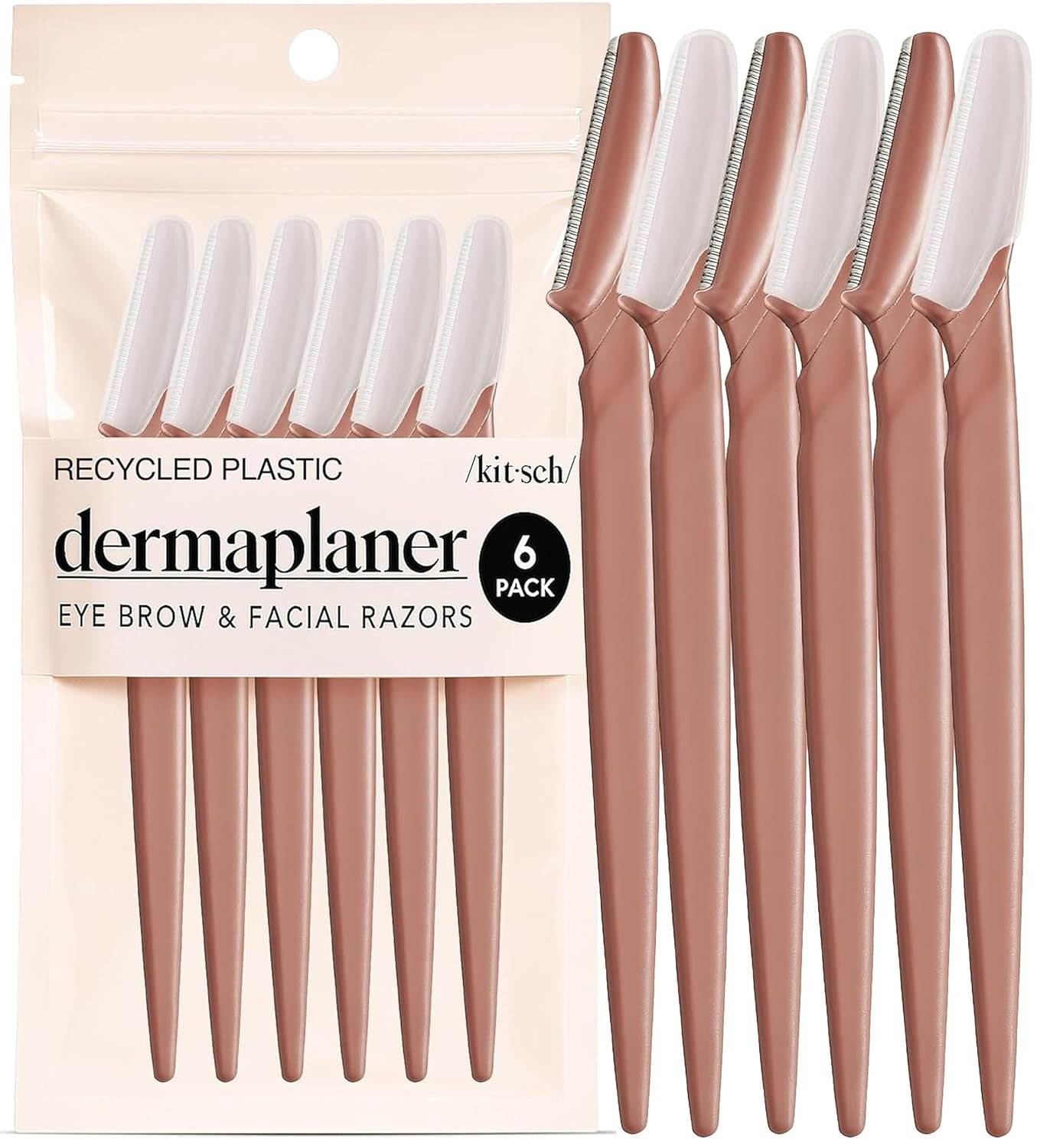 Kitsch Dermaplane Razor for Women Face – Terracotta, 6 pcs | Face Razors for Women & Men, Eyebrow Razor & Face Shaver – Exfoliating Facial Razor & Dermaplaner as Tool for Smoother Skin