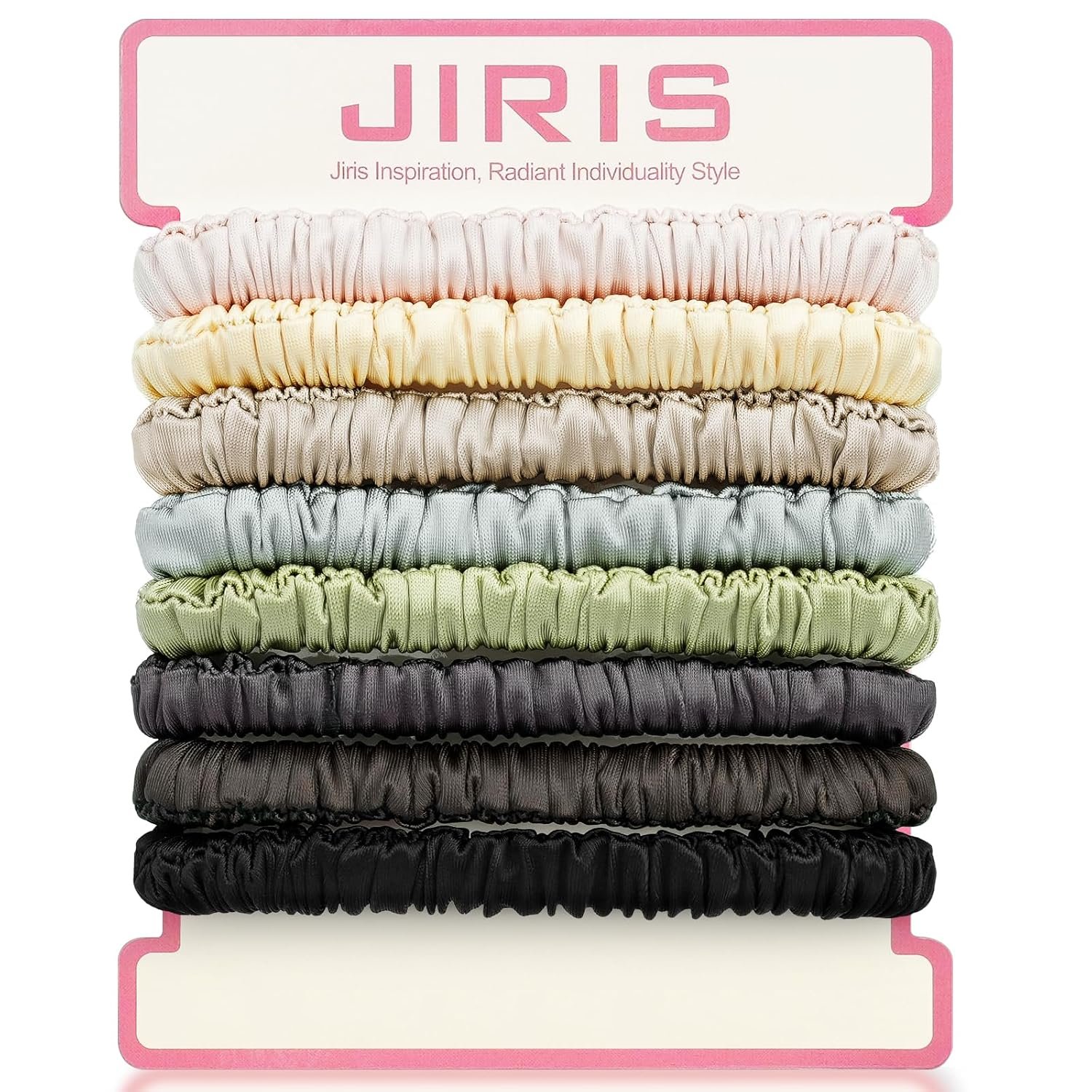 Silk Satin Hair Scrunchies for Women, 8 Pack 8-Color, No Crease, Frizz Control & Hair Breakage Reduction, Soft Hair Ties for All Hair Types, Elastic Hair Accessories for Daily Wear & Gift