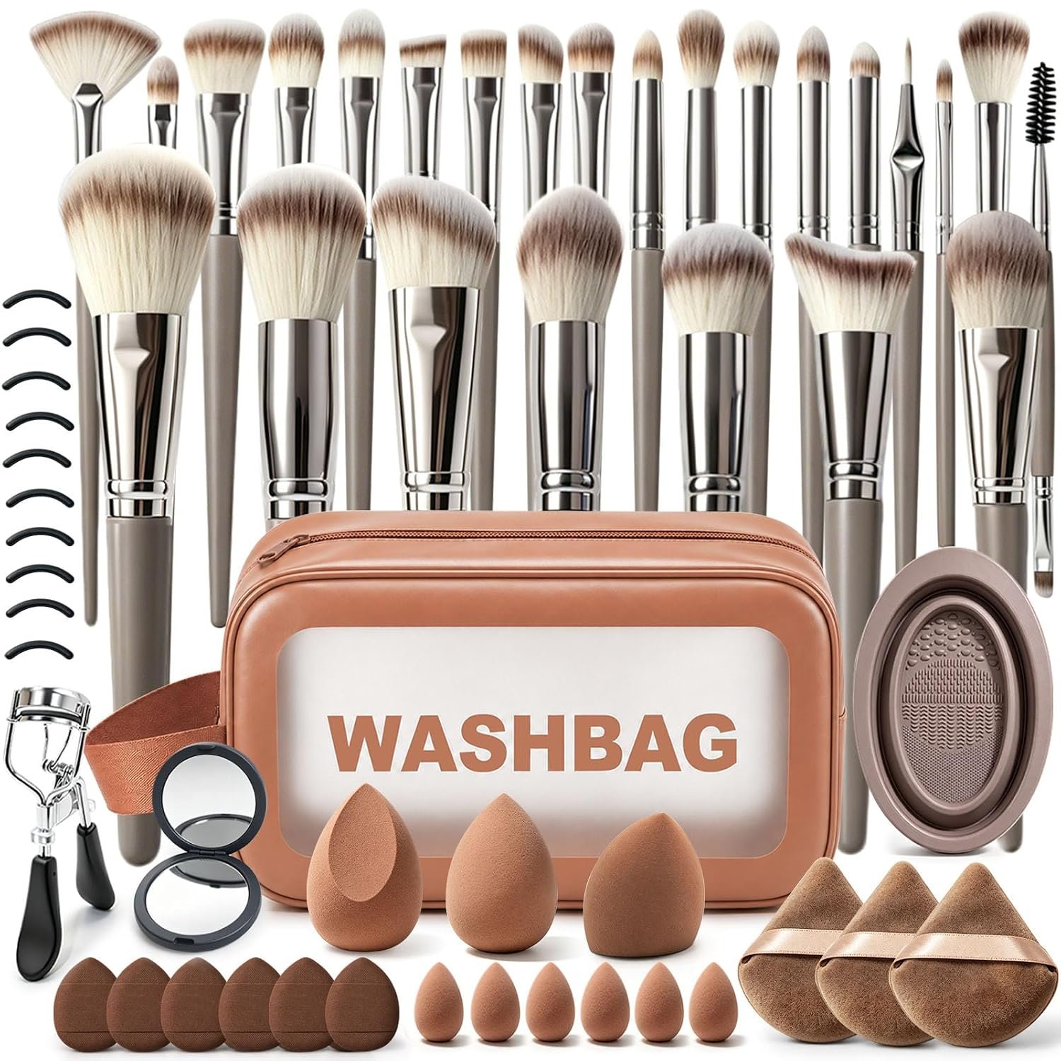 Makeup Brush Set, 57Pcs Multifunctional Makeup Brushes with Travel Case | Soft Synthetic Professional Makeup Brush Kit for Foundation Concealer Powder Blush Eyeshadow for Beginner&Beauty Enthusiast