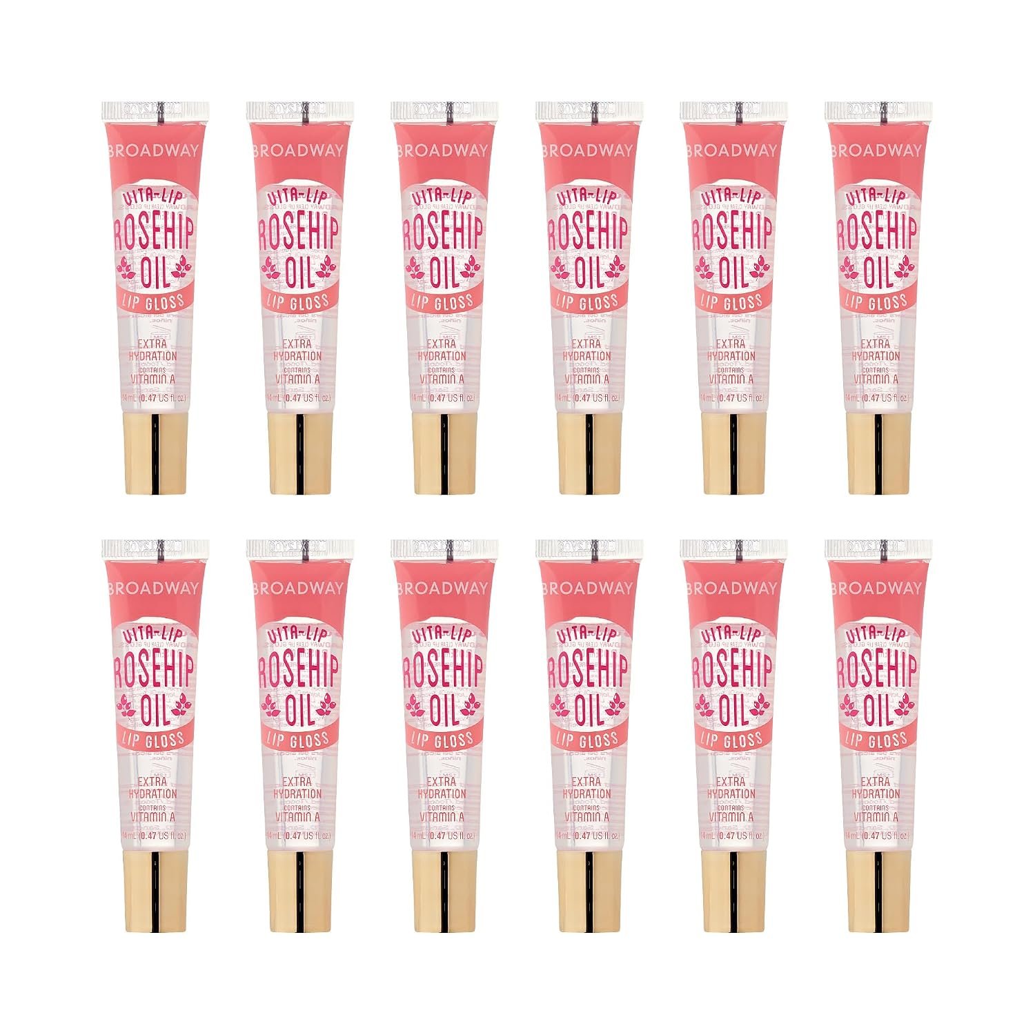 Ruby Kisses Broadway Vita-Lip Clear Lip Gloss (Rosehip Oil 12 Pack), Ultra-Hydrating & Soothing Formula with Vitamin Oils, High-Shine Non-Sticky Finish, Healing Glossy Lip Balm With Vitamin A