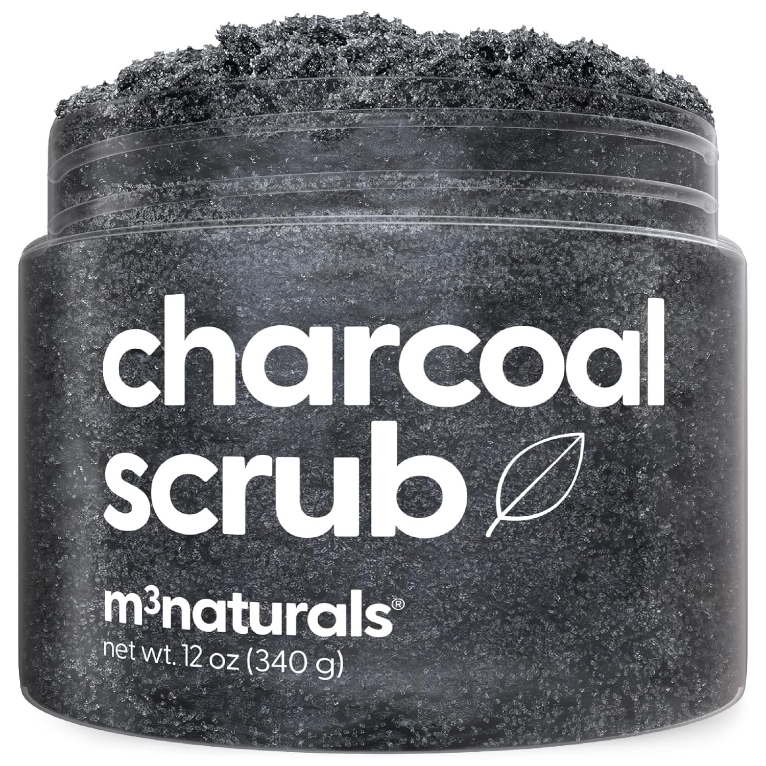 Exfoliating Charcoal Scrub for Body with Collagen & Stem Cells, 12 oz by M3 | For Body Toning, Smooths Cellulite Appearance & Armpit Detox, with Skin-Smoothing Exfoliation for Face, Feet & Body Exfoliant