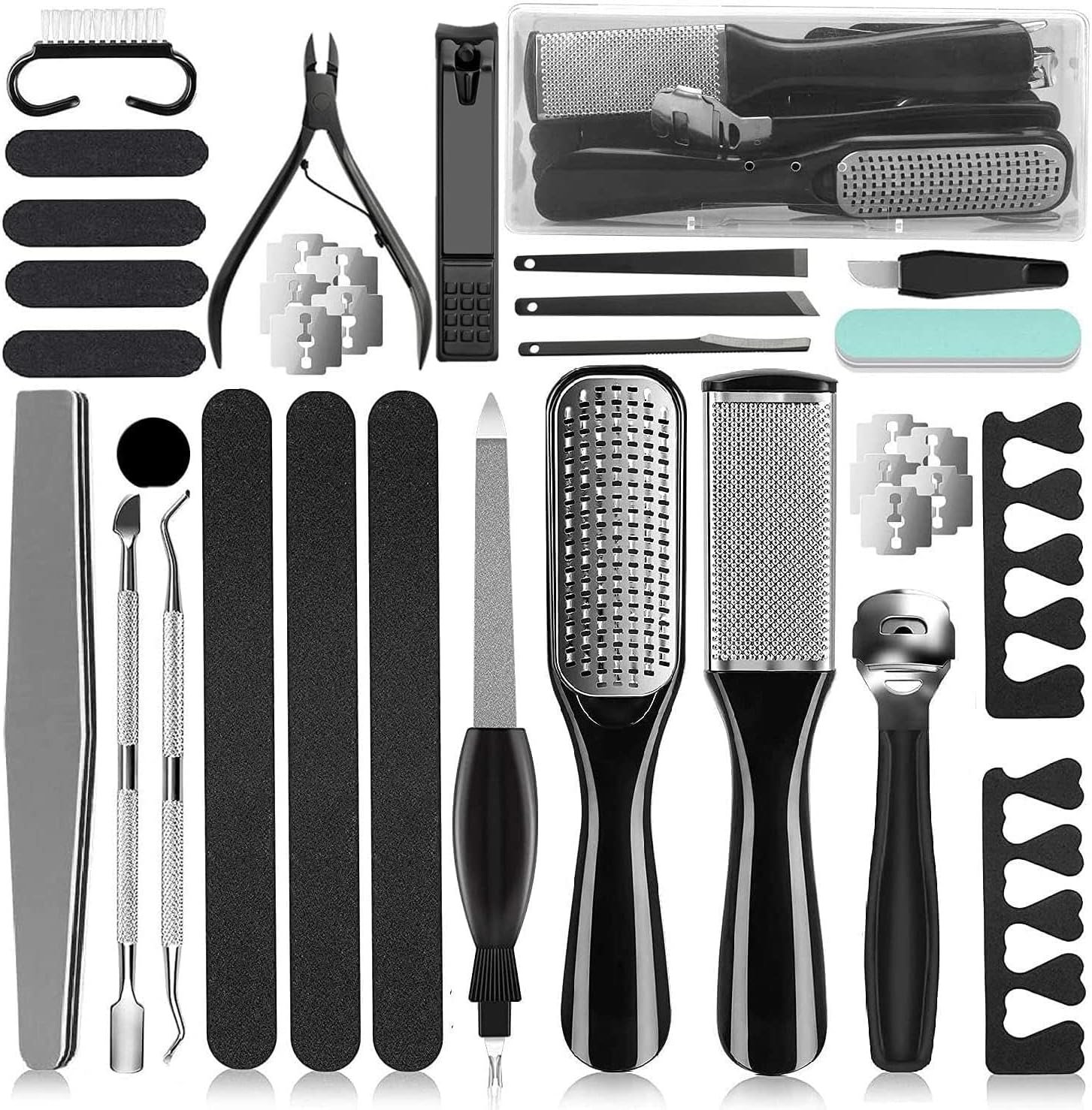36 in 1 Professional Pedicure Kit, Foot File & Callus Remover Set | Stainless Steel Tools with Storage Case for Easy Nail Grooming, Heel Care and Smooth Foot Maintenance at Home or Salon