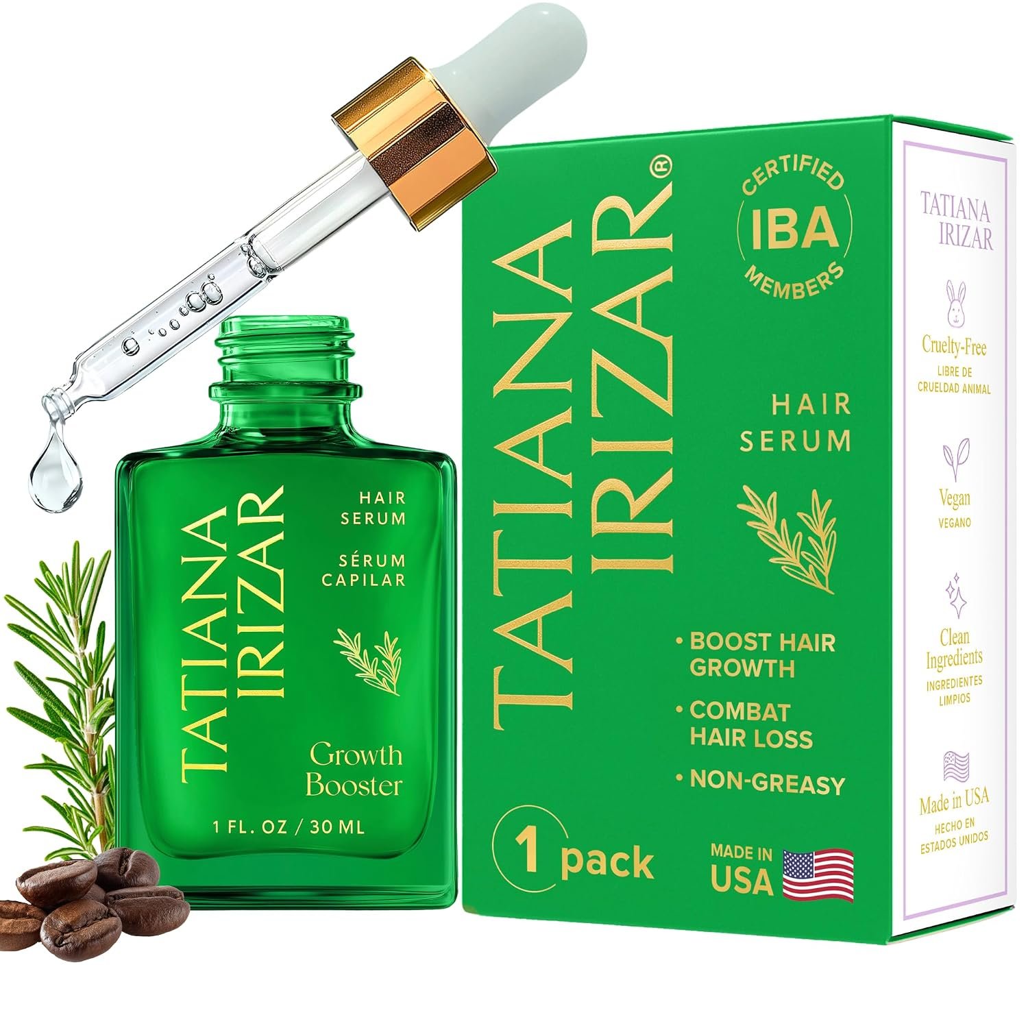 Caffeine Hair Growth Serum Women Made in USA – Scalp Serum Hair Growth Non-Greasy Biotin Rosemary, Amla & Caffeine – 1 Fl.Oz Natural Residue-Free – Gotero Anticaida y Crecimiento – Regrowth Treatment