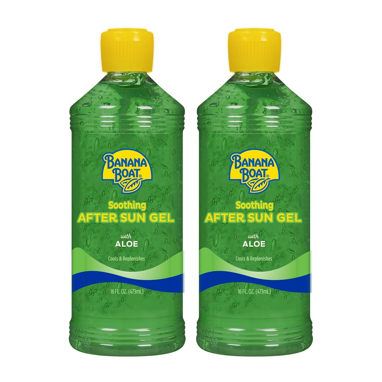 Banana Boat Soothing After Sun Gel with Aloe Twin Pack | Aloe Vera Gel, Sunburn Relief, After Sun Care, 16 fl oz each