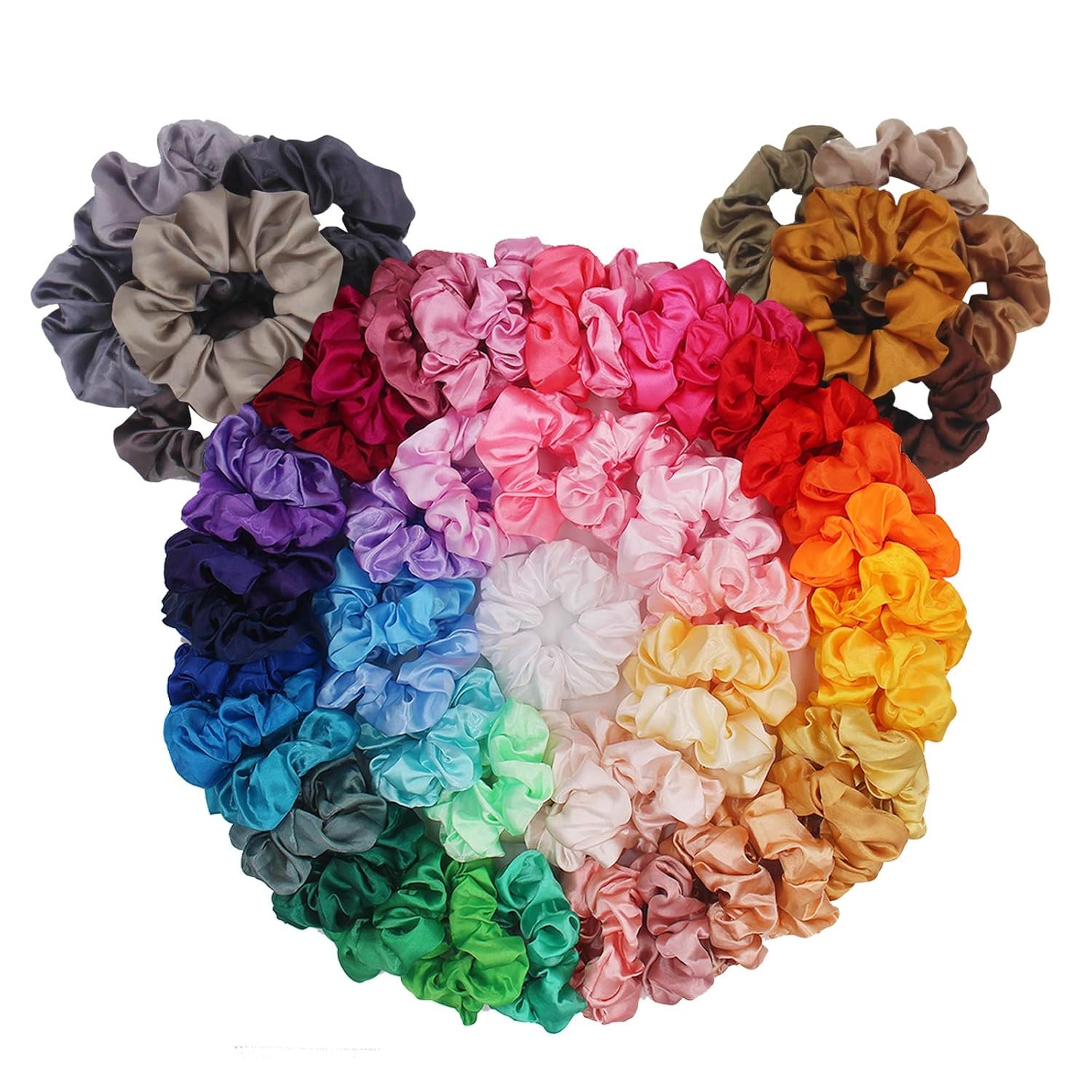 BeeVines Hair Scrunchies, Silky Curly Hair Accessories for Women (60 Pack) | Hair Ties Ropes for Teens, Girl’s Birthday Presents, Thanksgiving Gifts, Christmas Gift