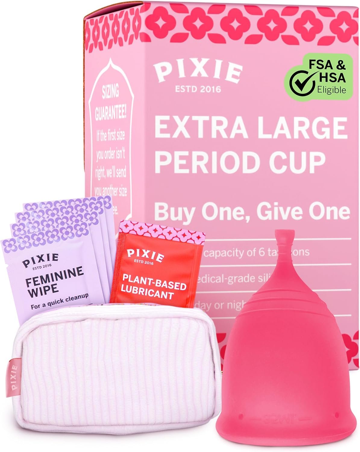 Pixie Soft Menstrual Cup – Ranked 1 for Most Comfortable Reusable Period Cup – Buy One We Give One – Includes Ebook Guide, Cleaning Wipes, Lube, & Storage Bag – Tampon and Pad Alternative