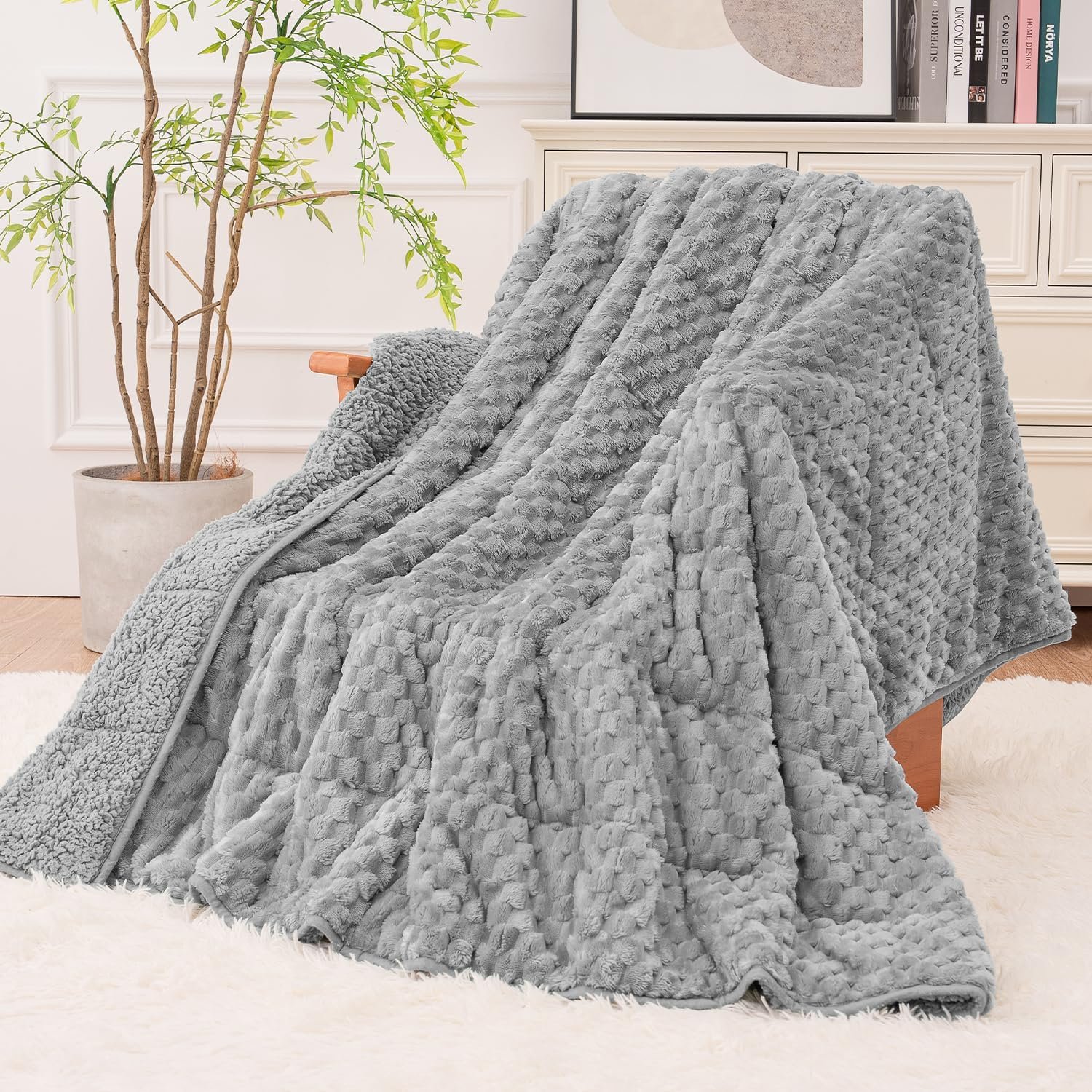 Fleece Sherpa Weighted Blanket for Adults, Ultra Soft Fuzzy, 60″x80″ 15lbs | Soothing Weighted Comfort for Calming, 3D Imitation Turtle Shell Luxury Heavy Throw, Reliable 7-Layer Design for Even Weight