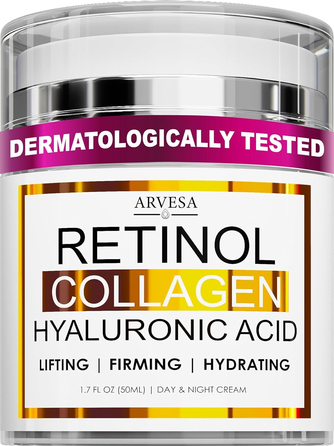 Retinol Cream for Face with Collagen and Hyaluronic Acid – Anti Aging Wrinkle Cream for Women and Men – Day and Night Facial Moisturizer for Tightening and Skin Firming – Crema Hidratante Para la Cara