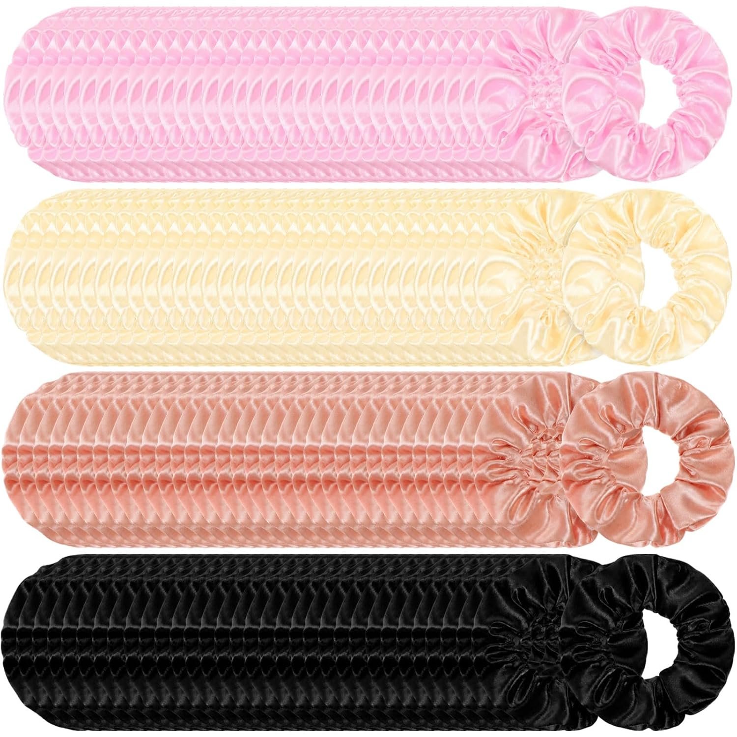 120 Pack Silk Satin Hair Scrunchies for Women, Soft Silk Satin Hair Ties Elastic Ponytail Holders 3.94 Inches, Thick Accessories Party Birthday Gifts in 4 Colors