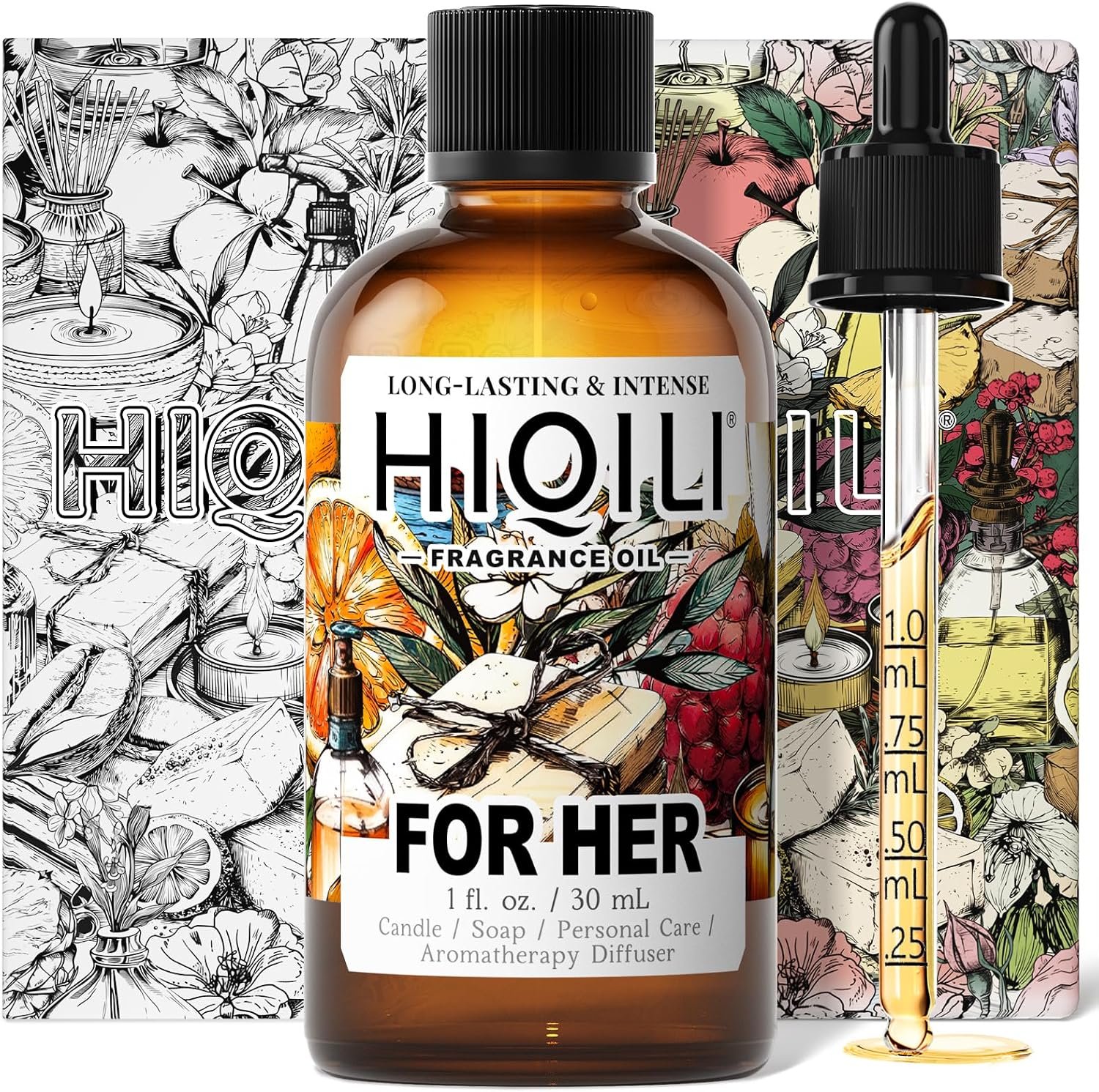 HIQILI for Her Fragrance Oil for Candle Making, Bath Bombs | Soap Making Supplies,Add to Body Lotion,Great for Perfume Making,Women Scented Oil,Long-Lasting Scent – 1 Fl Oz