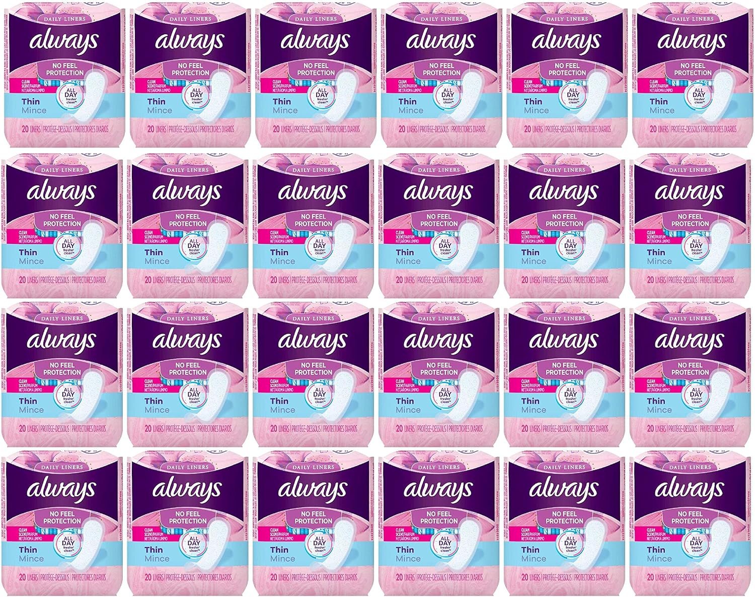 Always Thin Pantiliners – scented – 20 pack (Case of 24)