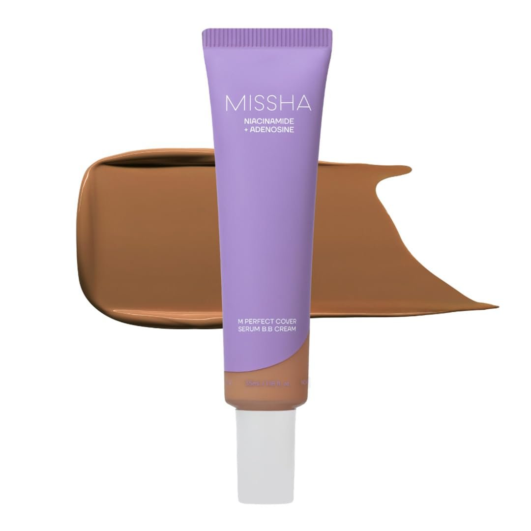 MISSHA M Perfect Cover Serum BB Cream No.41 Medium Tan 1.18 oz | Cardi B’s pick; tan-deep warm undertone; skin tint, tinted moisturizer, foundation, Korean Makeup, buildable coverage