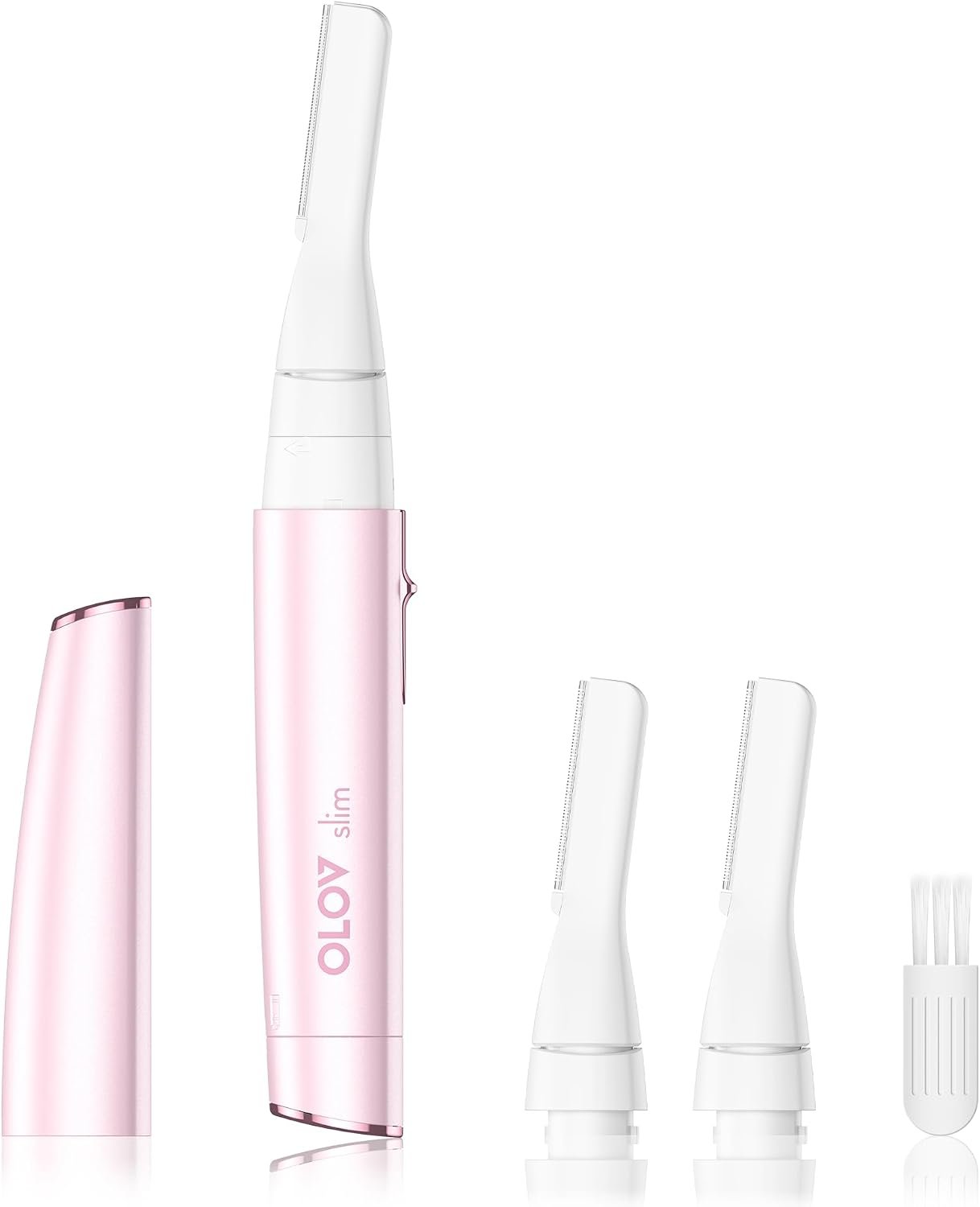 Facial Hair Removal for Women, Painless Eyebrow Trimmer with Pivoting Head, Electric Battery Operated Body Hair Remover with 2 Replaceable Blade for Face Neck Chin Bikini, Pink