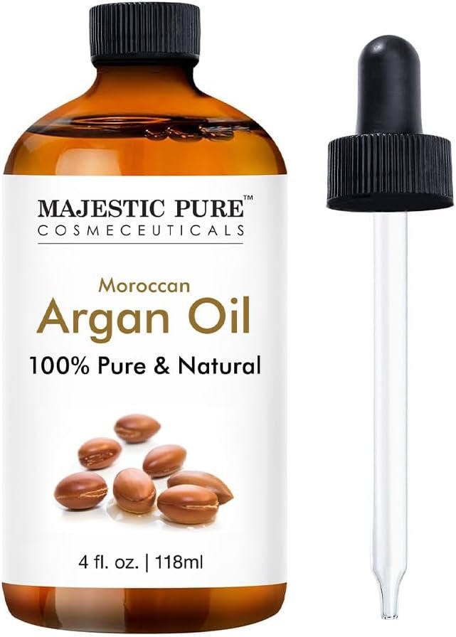 Majestic Pure Moroccan Argan Essential Oil – 4 Fl Oz | 100% Natural Essentials Oils Ideal for Humidifier, Air Freshening, Cleaning Home, Bath, Steam Inhalation and Massage