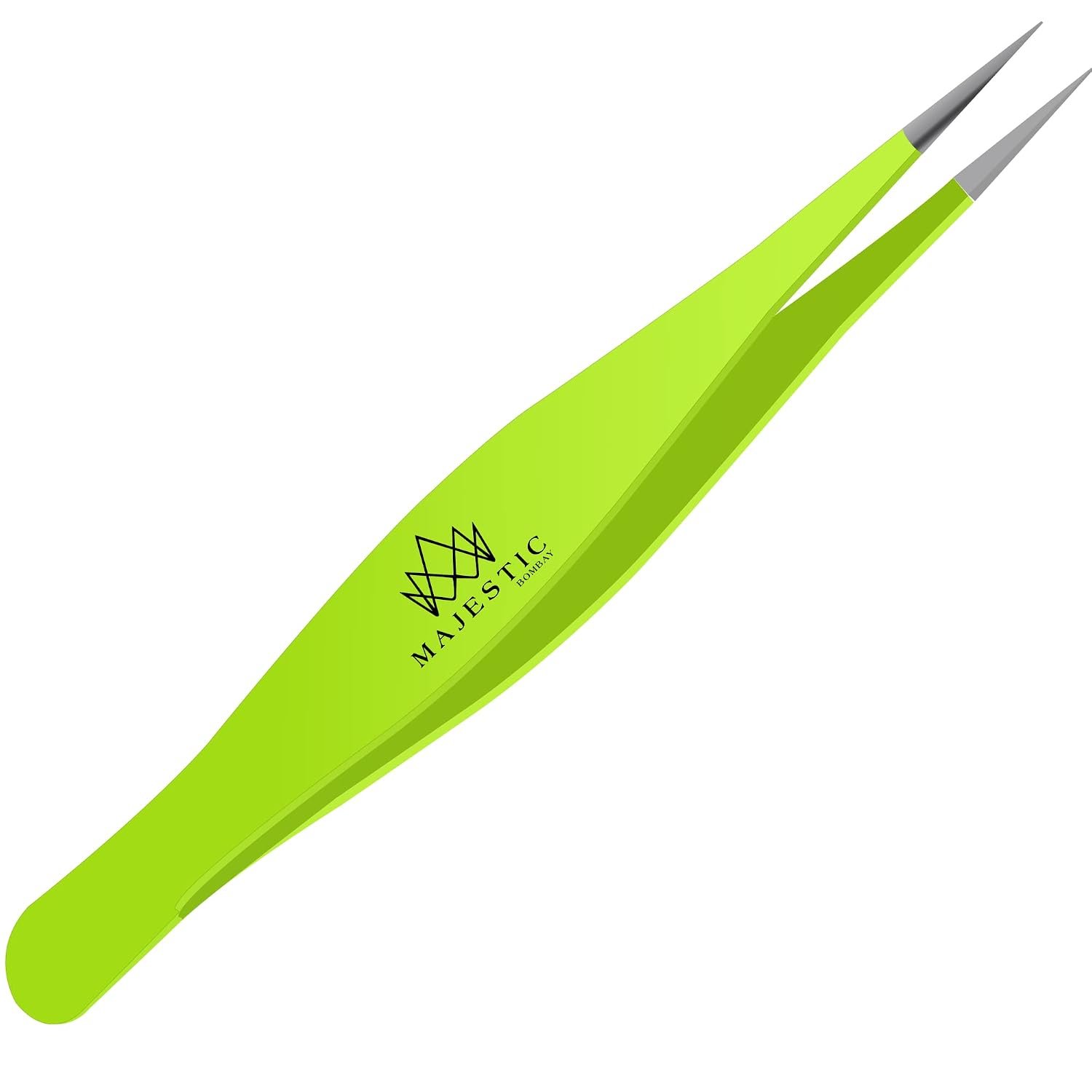 Majestic Bombay Fine Point Tweezers, Eyebrows, Facial Hair, Women and Men | Fine Point Precision Tweezers for Ingrown Hair, Facial and Brow Hair, Splinters, Tick Removal with Sharp Stainless Steel Tips