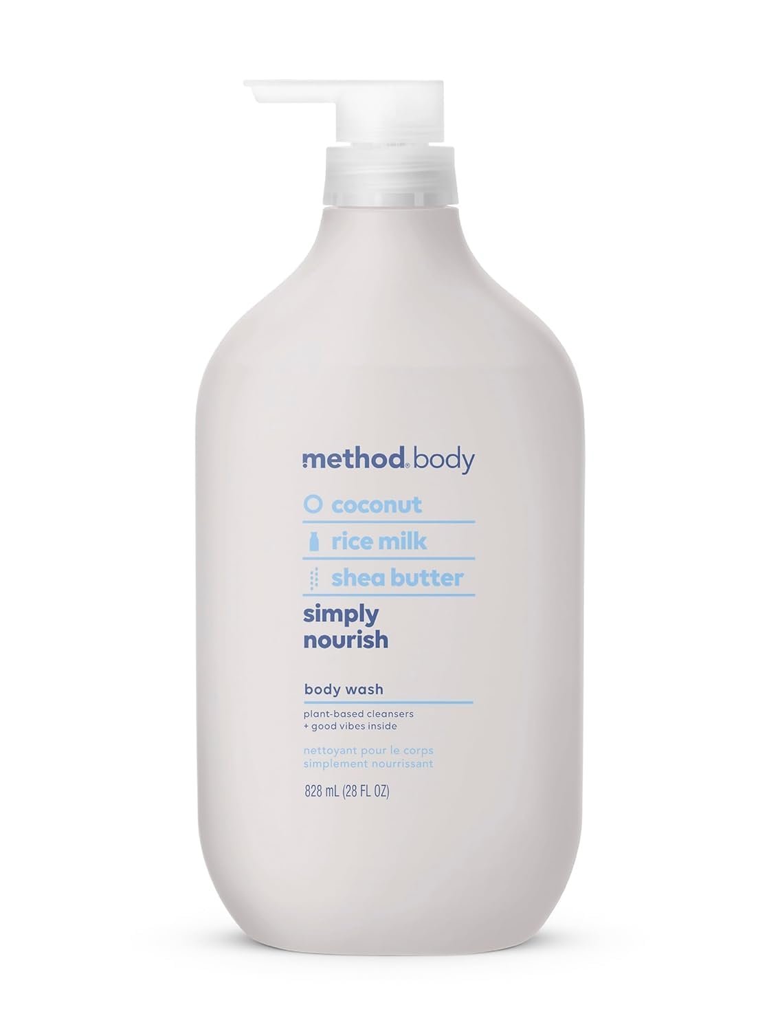 method Body Wash, Simply Nourish, 28 fl oz | Soothing Formula, Leaves Skin Feeling Soft & Moisturized, Made Without Parabens, Notes of Coconut, Rice Milk & Shea Butter