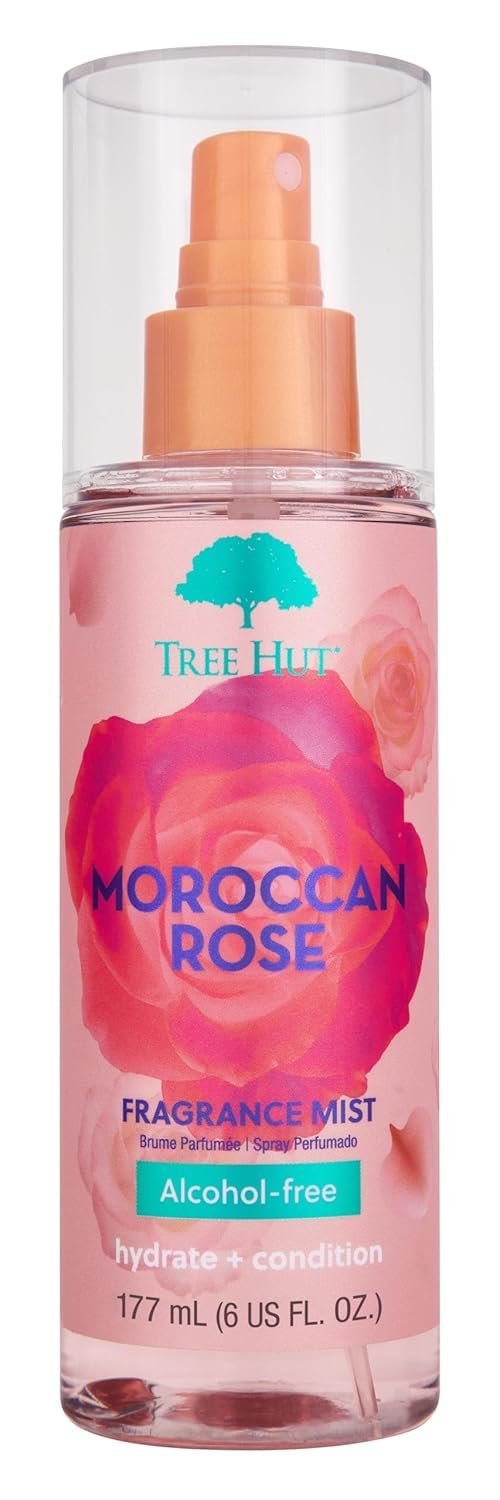 Tree Hut Moroccan Rose Hair & Body Mist, Alcohol-Free Body Spray, 6 Fl Oz | Alcohol-Free Body Spray, Fragrance with Bergamot, Tea Rose & Amber Notes, Everyday Fragrance Spray for Women