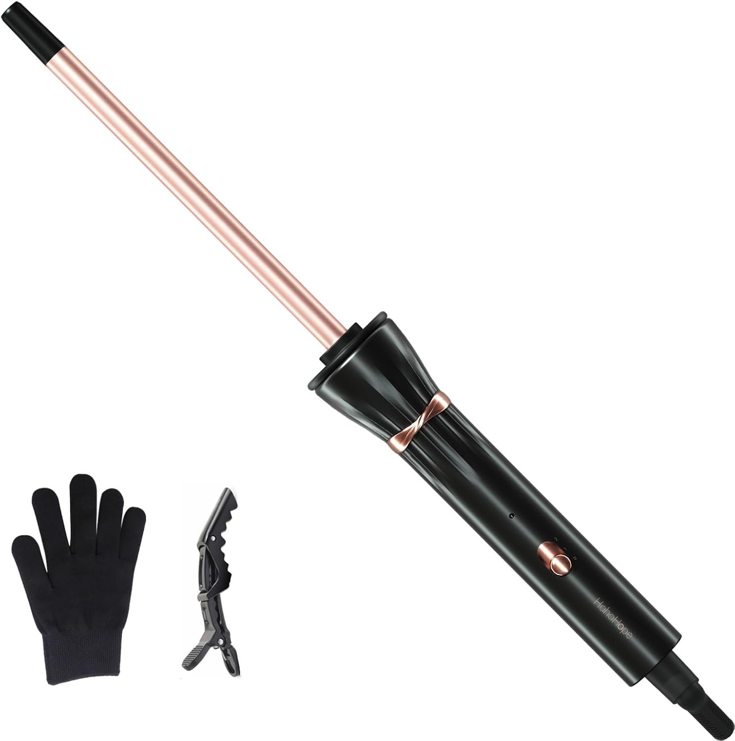 Hahahope 3/8 Inch Curling Wand,9mm Tiny Curling Wand,Ceramic Small Barrel Curling Iron with Adjustable Temperature,Fast Heating,for Short & Long Hair
