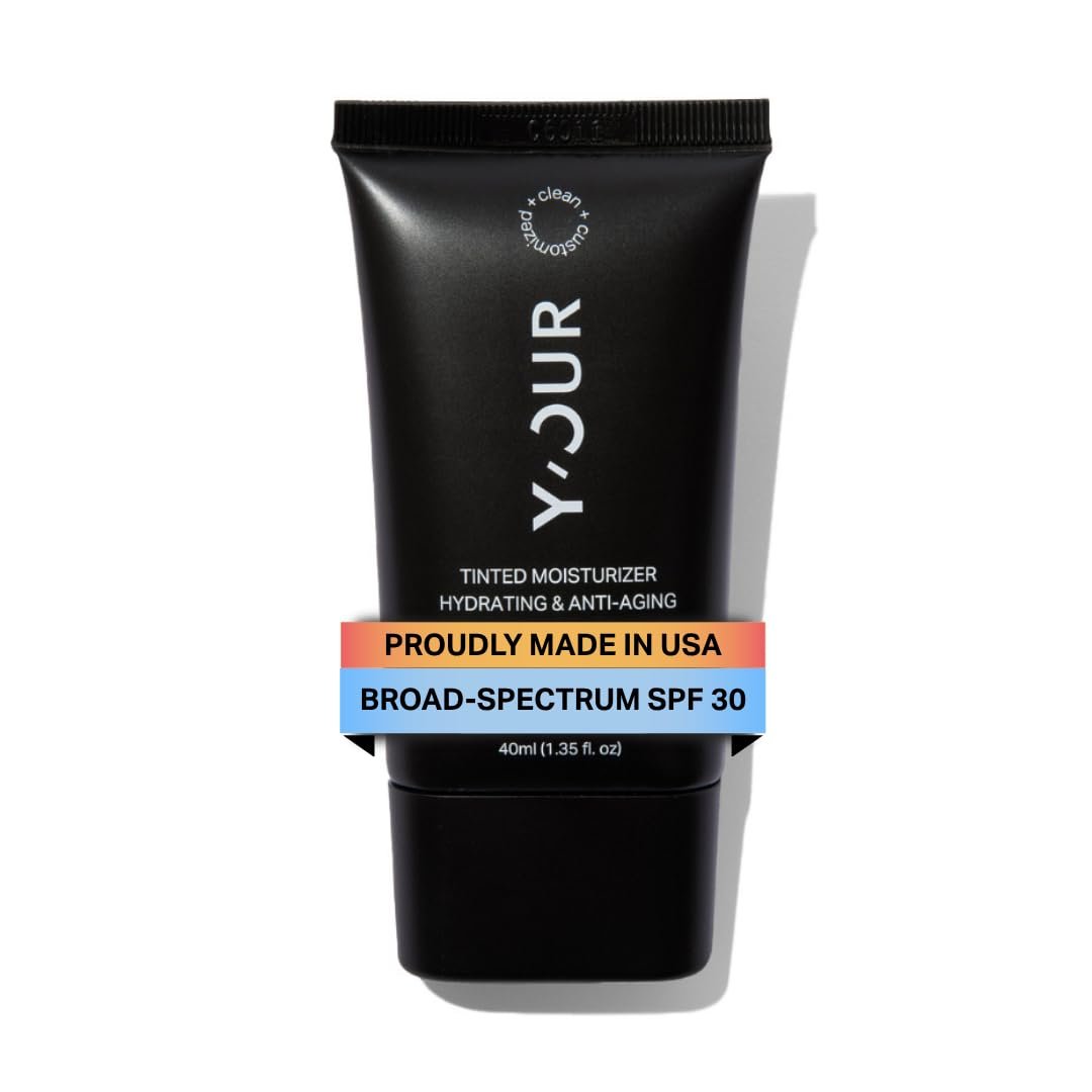Y’OUR Tinted Moisturizer SPF 30: Anti-Aging Face Sunscreen & Hydrating BB Cream. Sheer Buildable Color Correcting Coverage. Dewy, Oil-Free for Mature, Dry & Oily Skin, 1.35 oz (Light)