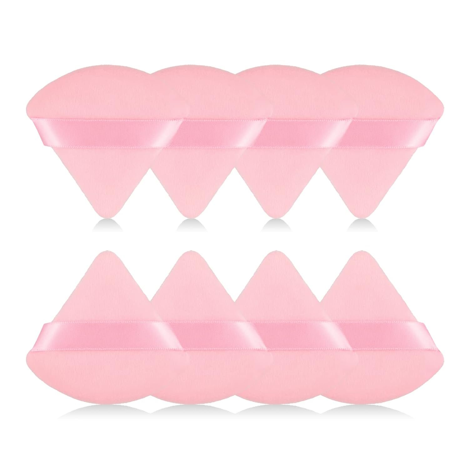 8Pcs of Triangular Powder Puff Makeup Sponges, Made of Super-soft Velvet, Designed for Contouring, Eye, and Corner, Beauty Blender Foundation Mixing Container.