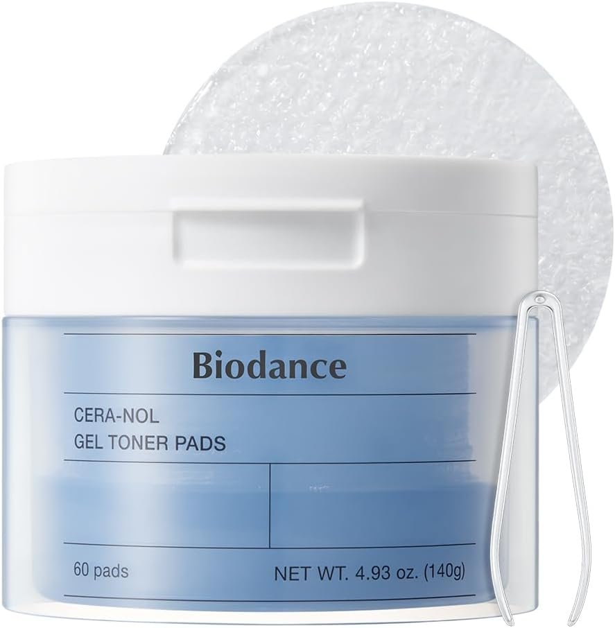 Biodance Cera-nol Gel Toner Pads, Deep Hydrating & Soothing Toner Pads for Sensitive Skin, Redness Reducing, Mositurizing, Pre-Soaked Pads, Korean Skin Careㅣ60 Pads