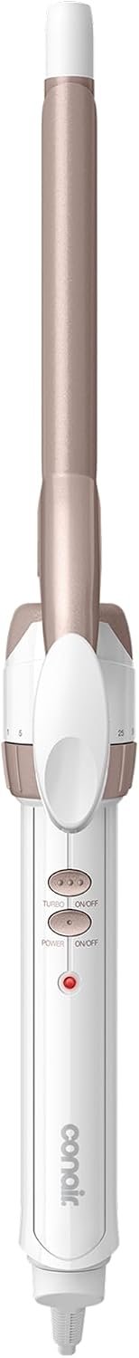 Conair Curling Iron, Double Ceramic, 1/2-in. Width, White/Rose Gold | Hair curler for tight ringlets on fine to thick hair, includes 30 heat settings, built-in heat protection, and auto-off