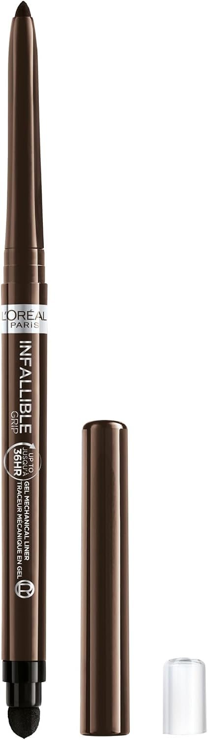 L’Oreal Paris Infallible Grip Mechanical Gel Eyeliner Pencil, Smudge-Resistant, Waterproof Eye Makeup with Up to 36HR Wear, Brown Denim, 0.01 Oz