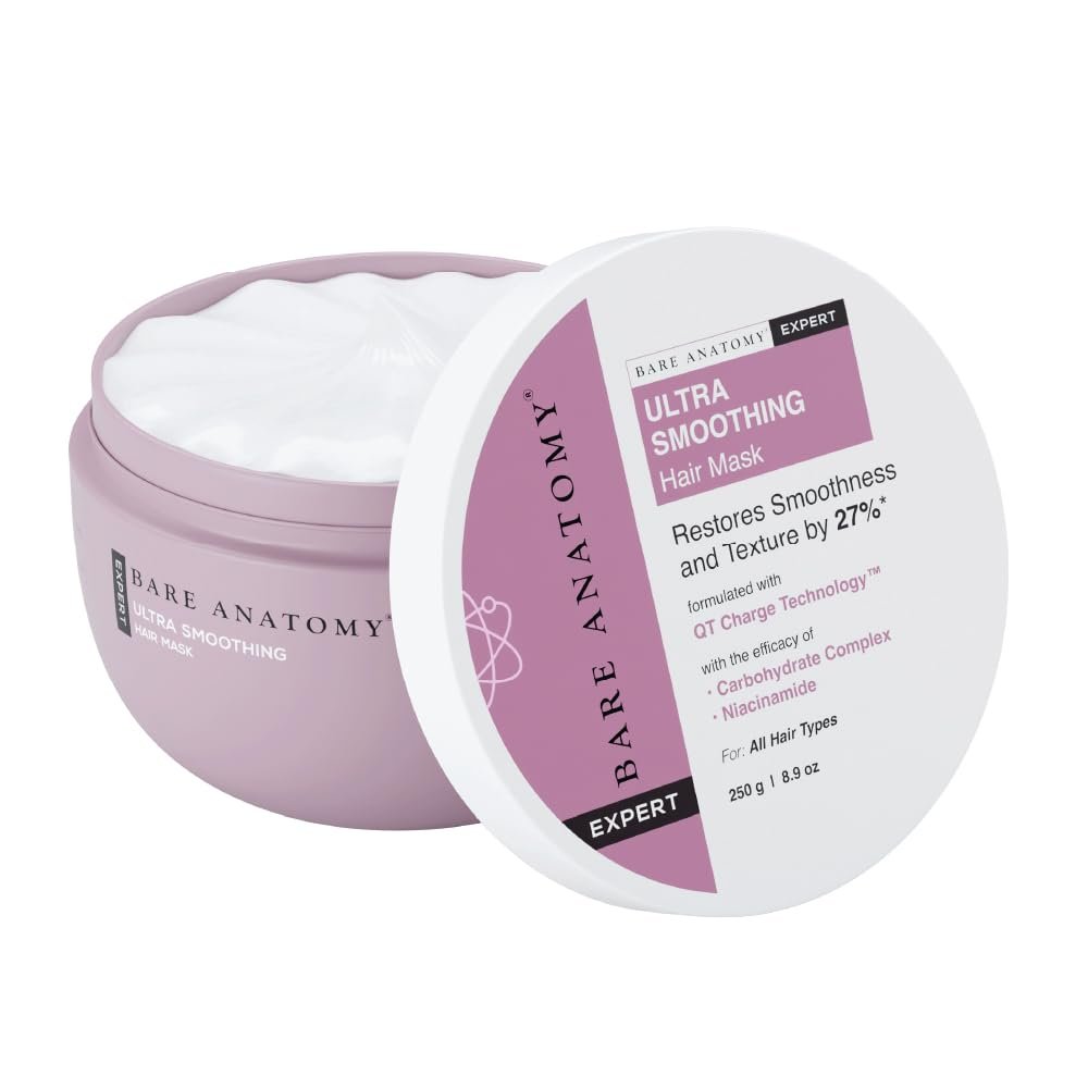 Bare Anatomy Ultra Smoothing Hair Mask Deep Conditioning with Carbohydrate Complex & Niacinamide | For Dry & Frizzy Hair | Sulphate & Paraben Free | For Women & Men | 250 Gm