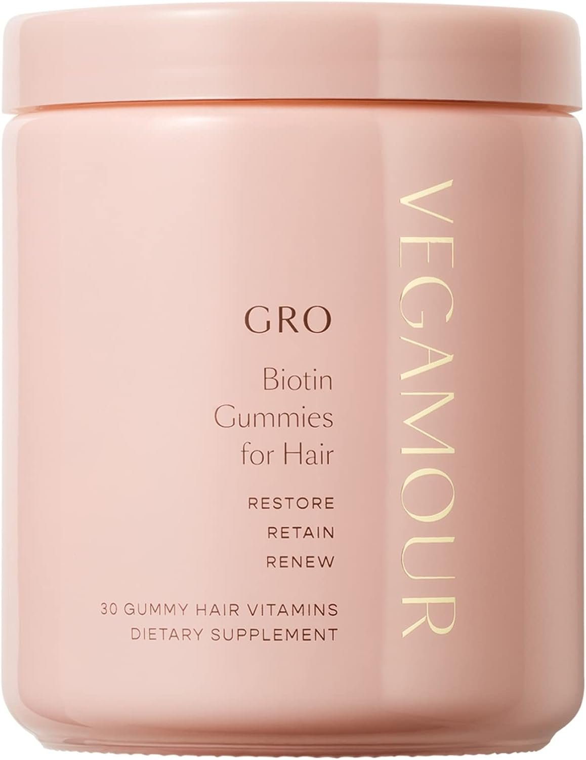 VEGAMOUR GRO Biotin Gummies for Hair Wellness®, 30-Day Supply | Vitamins B, A, C & E, Supports Fuller-Looking Hair & Nails, Vegan & Cruelty-Free