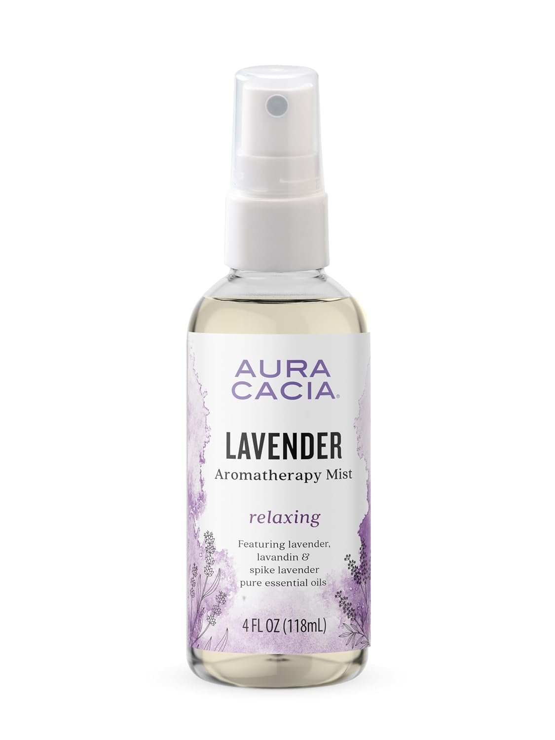 Aura Cacia Relaxing Lavender Aromatherapy Mist, 4-Ounce, Lavender Pure Essential Oils, Sweet & Floral Aroma | Lavender Pure Essential Oils, Sweet & Floral Aroma