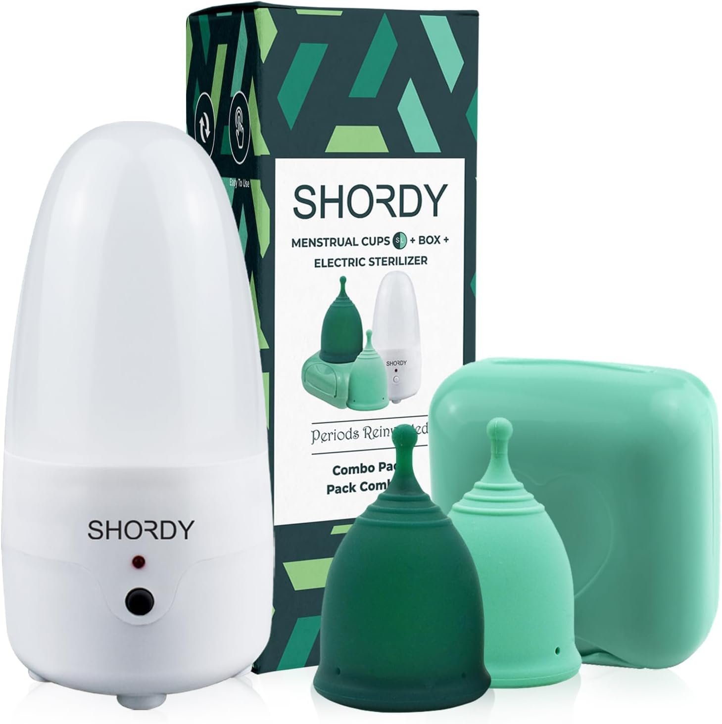 Menstrual Cup and Steamer Sterilizer for Beginners Kit Set of 2 Period Cups (Small & Large) Electric Steam Sterilizer Cleaner for Easy Wash Heavy Flow Tampons Pads & Disc Alternative for Women