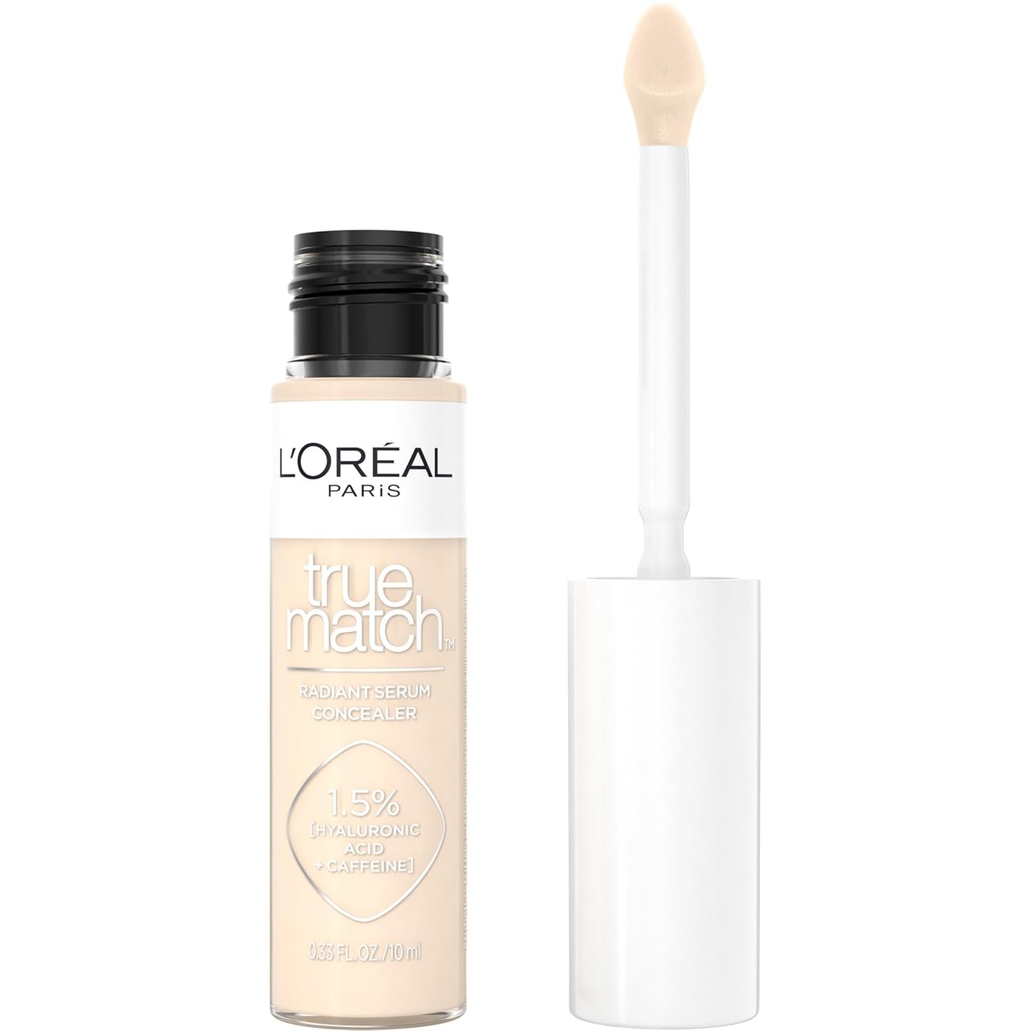 L’Oreal Paris True Match Radiant Serum Concealer, Brightening Under Eye Concealer Make Up with 1.5% Hyaluronic Acid and Caffeine, N1, 0.33 Oz
