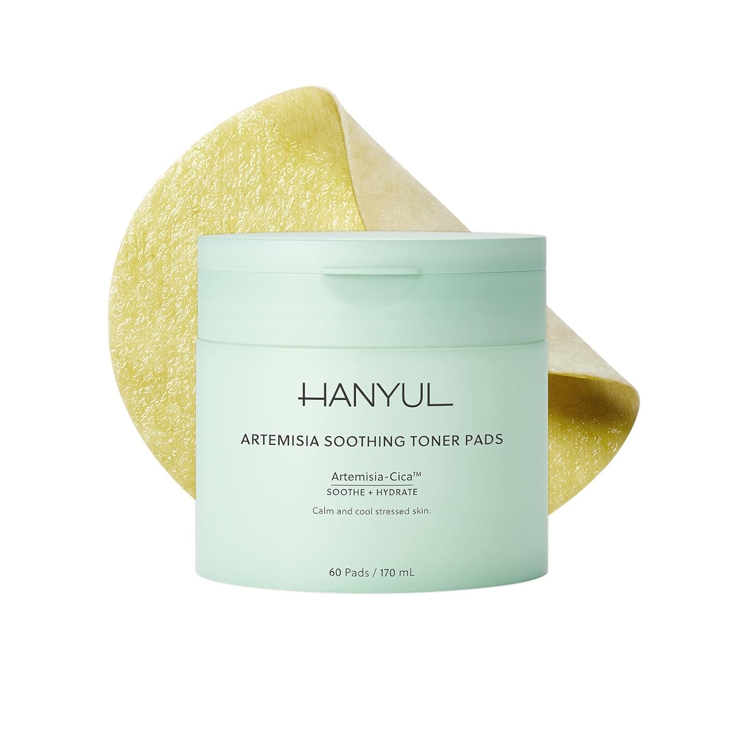 HANYUL Artemisia Soothing Toner Pads with Centella Asiatica & Hyaluronic Acid | Hydrating & Soothing Pre-Makeup Korean Toner Pads to Calm Visible Redness | for All Skin Types | 60 Pads