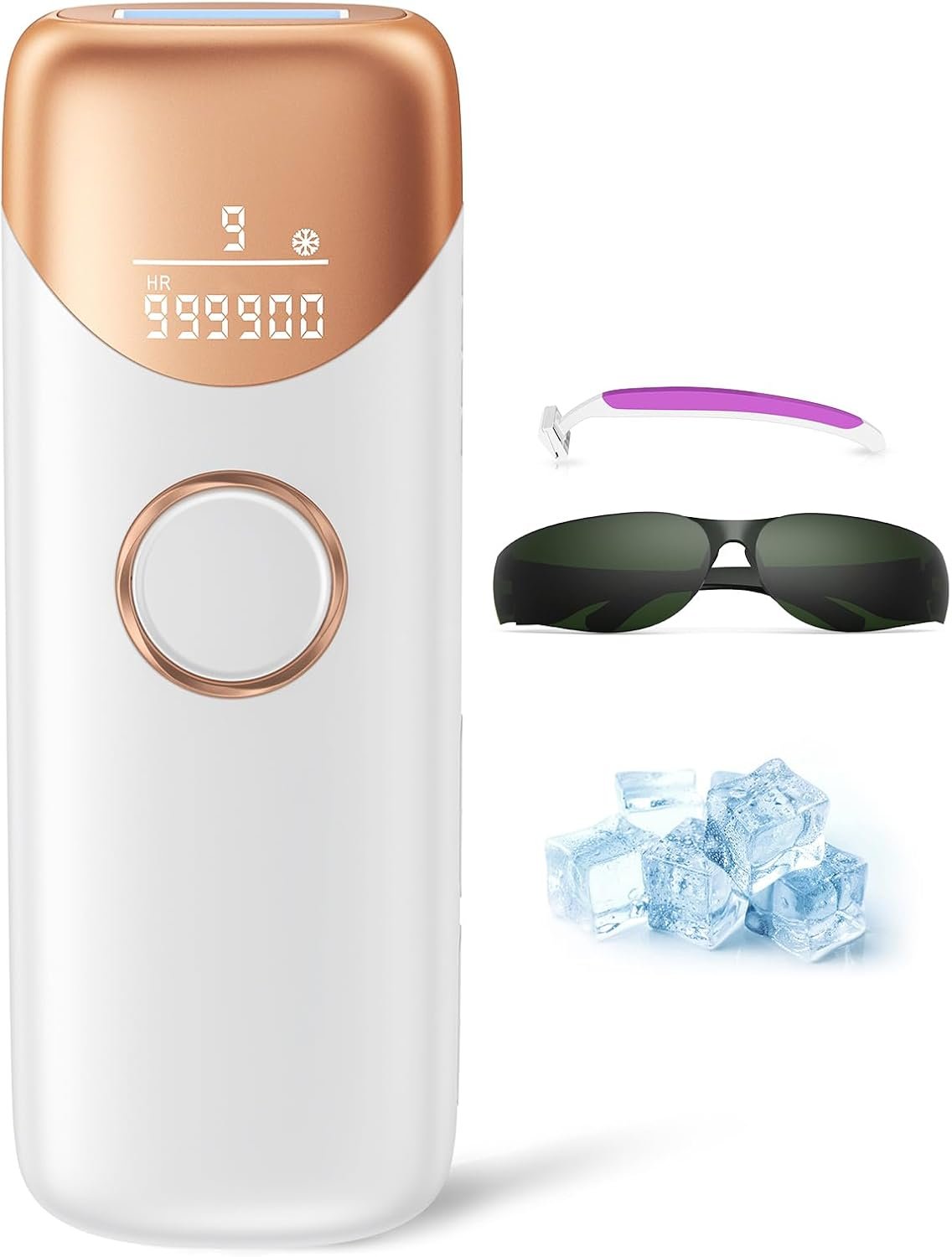 Laser Hair Removal Ubroo IPL Hair Removal Device with 5℃ Ice Cooling,Hand-held Hair Removal Device Laser Hair Removal for Women and Men,Reduce Hair Regrowth,Full Body Use(Gold)