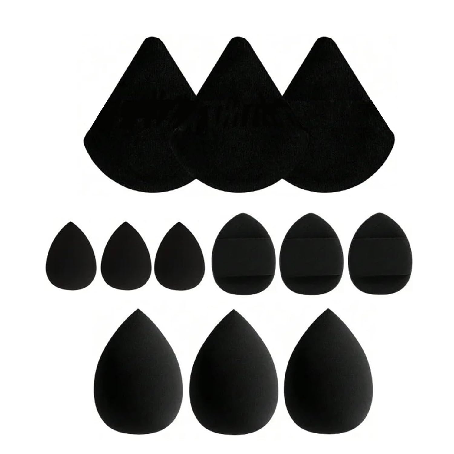 12 pcs Makeup Sponge Blender Sponges for Liquid, Cream, and Powder, Make up sponges for foundation Powder Puff Face Triangle Face Makeup Puff Wet Dry Dual-Use (Black)
