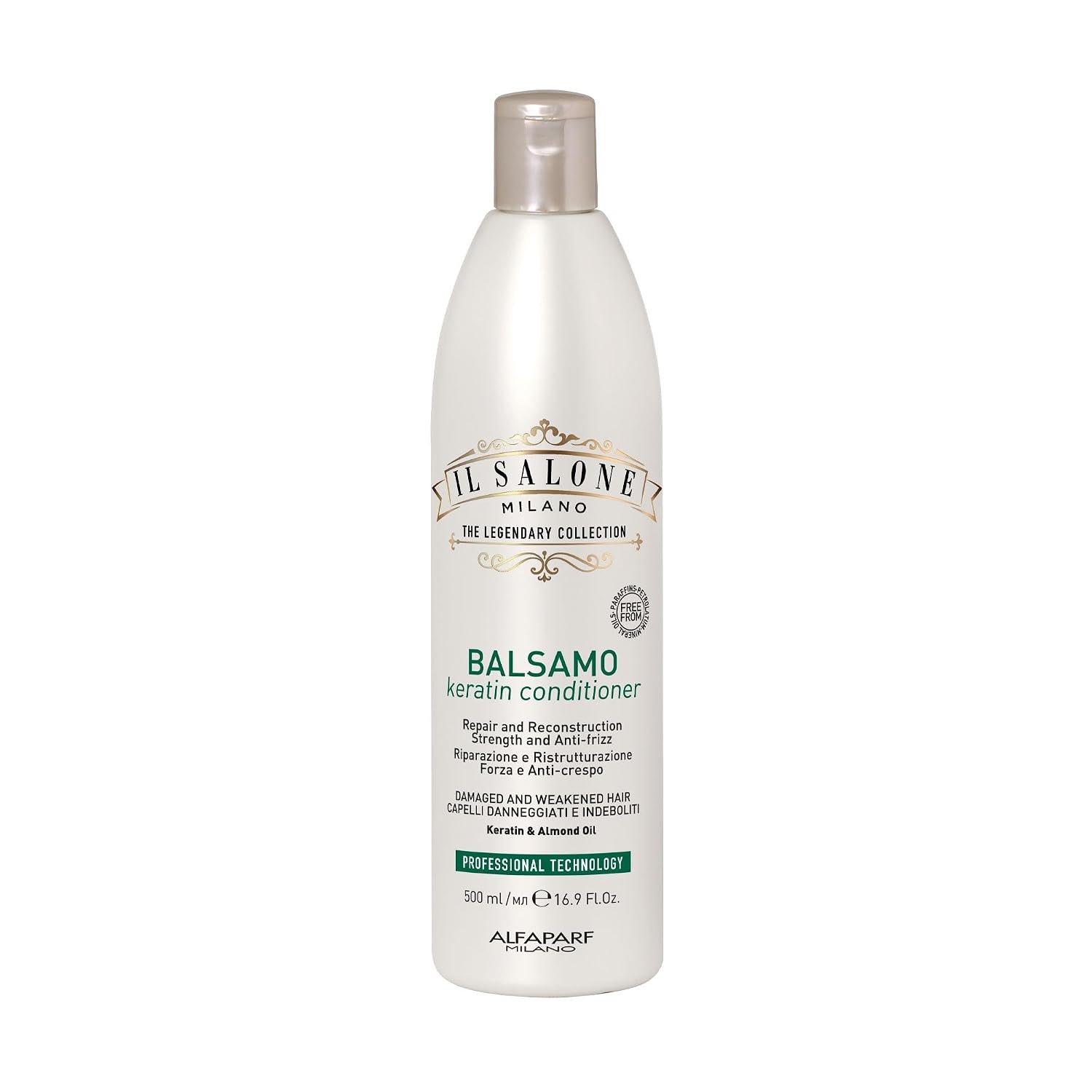 Il Salone Milano Professional Keratin Conditioner for Damaged Hair – Hair Repair – Damaged Hair Treatment – Frizz Control – Smoothing – Hair Straightening and Reconstruction (16.9 oz / 500 ml)