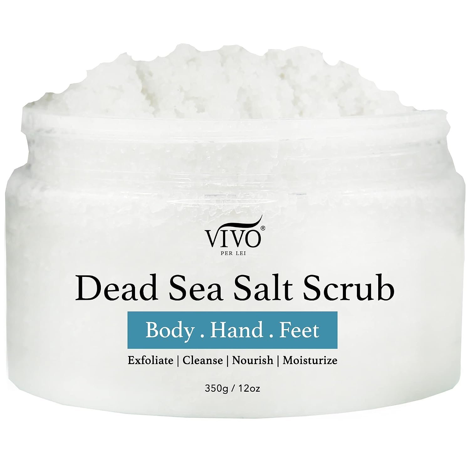 Vivo Per Lei Dead Sea Salt Body Scrub – Devotion – 12 Oz – 1 Pack | Gentle Exfoliating Scrub for Hands & Feet – Smooths Rough Areas Like Elbows & Knees – Also Moisturizes Skin