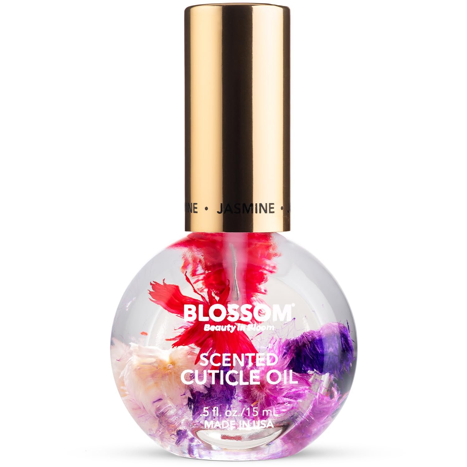 Blossom Cuticle Oil for Nails, Hydrating, Moisturizing, Jasmine, 0.5 fl. oz | Scented Nail Oil Cuticle Care, Infused with Real Flowers, Made in USA, Jojoba Vitamin, for Skin Flower Liquid, Stuff