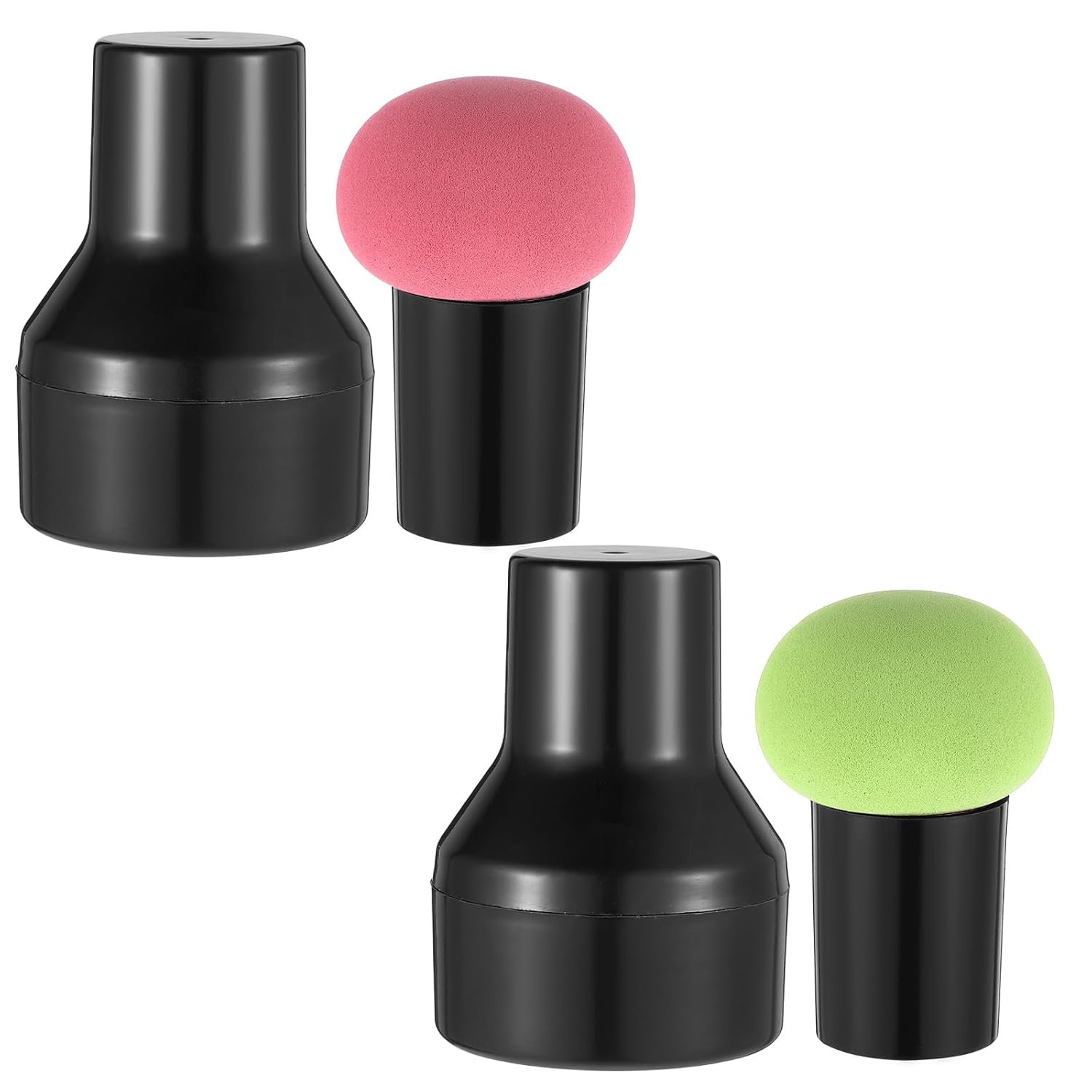 2 Pcs Makeup Sponges with Handles Cases, Foundation Sponge Puff for Women | Mushroom Makeup Sponge, Facial Face Cosmetic Blending Applicator, Concealer, BB Cream, Powders, Foundation, Beauty Tools