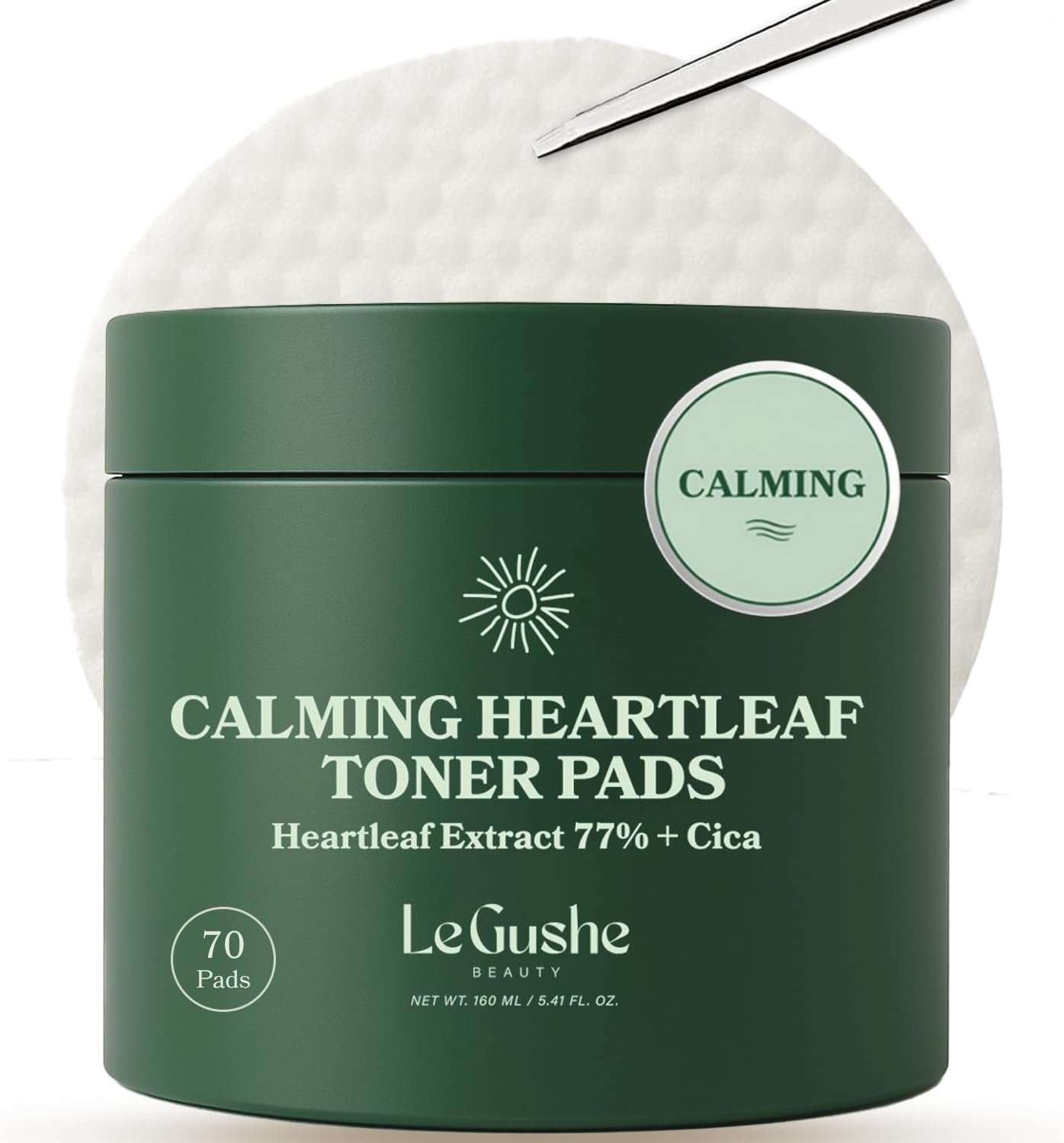 Le Gushe Heartleaf Face Toner Pads (70 Count) – Calming and Hydrating Toning Pads – CICA and Heartleaf Toner – for Troubled Skin and Breakouts (160 ml/ 5.41 fl oz)