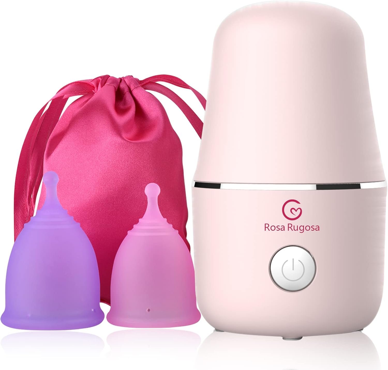 Menstrual Cup Steamer, Portable Menstrual Cup Wash Kit, Comes with Two Reusable Period Cup, High Temperature, Great Partner for Women Travel (Light Pink)