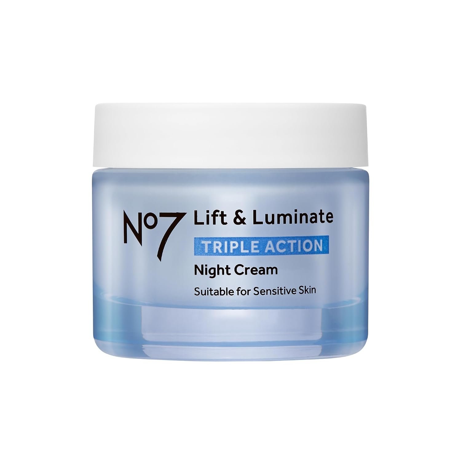 No7 Lift & Luminate Triple Action Night Cream, 1.7 Fl Oz | Collagen Peptide Moisturizer, Anti-Wrinkle, Firming Hyaluronic Acid & Hibiscus, Evens Skin Tone, Radiance