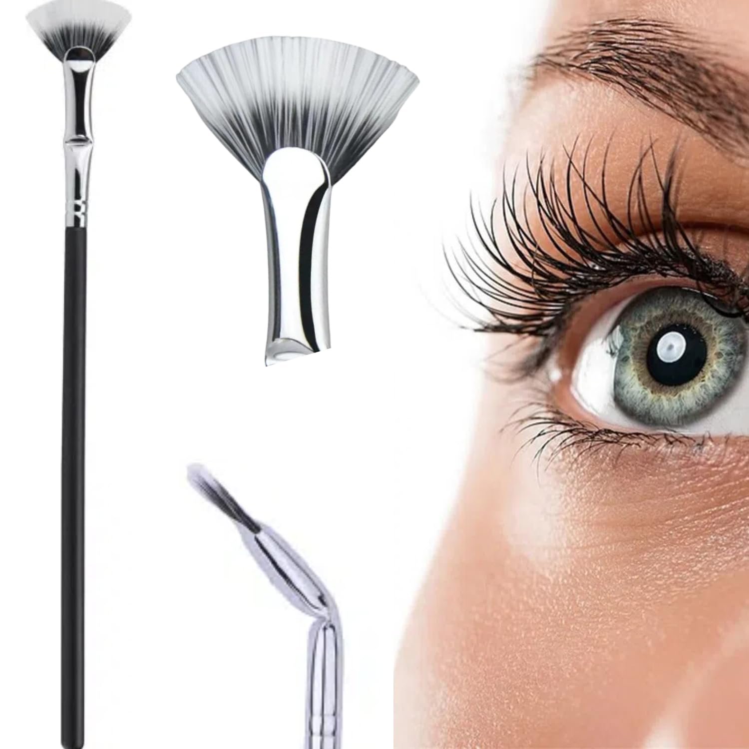 Folding Angle Scalloped Lash Brush – Lash Separator Tool – Mascara Fan Brush Angled Fan Shaped Eyelash Brush Makeup Tools, Eye Makeup For Women (1 Pcs)