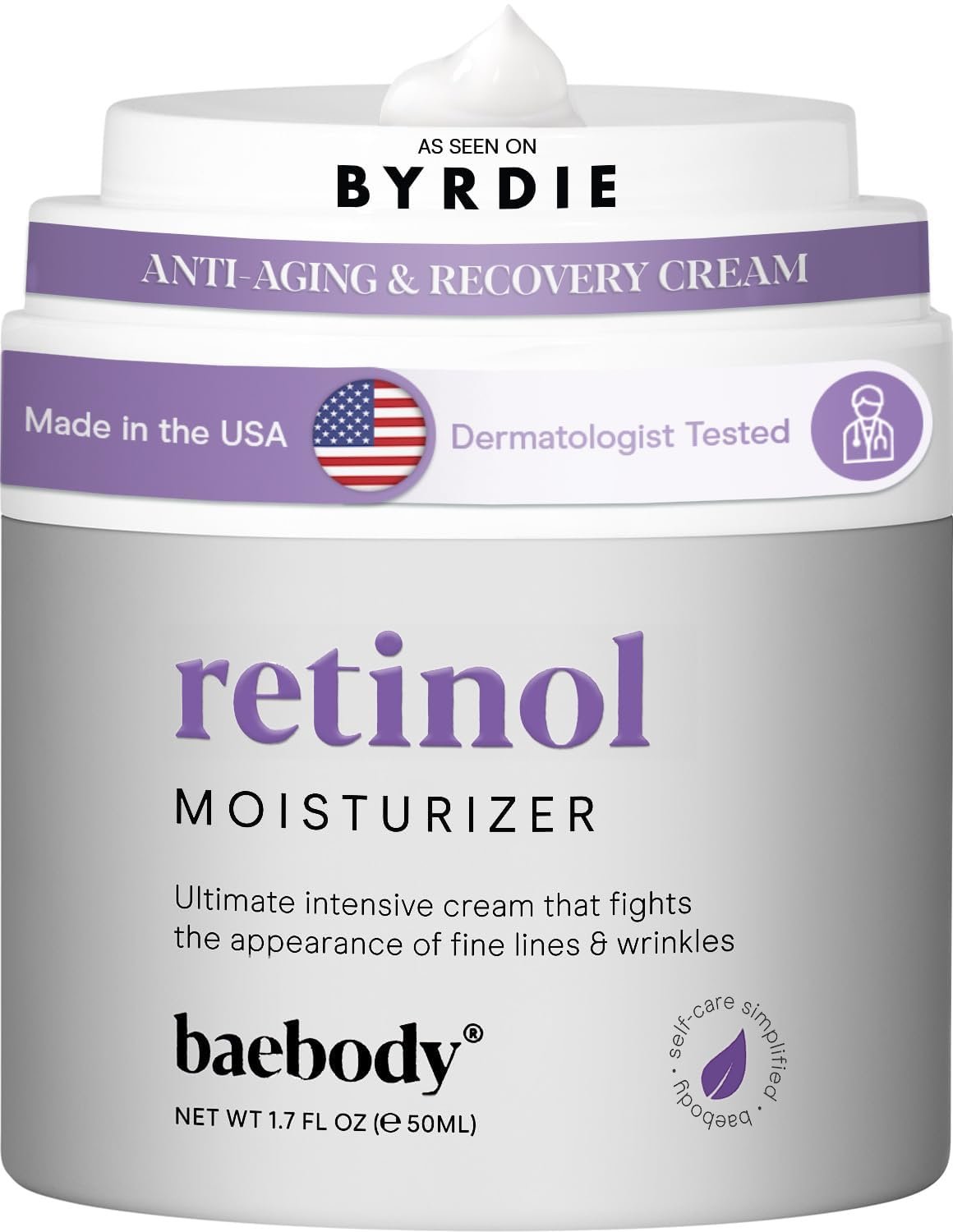 Baebody Made in USA Retinol Cream for Face – With Jojoba Oil & Vitamin E | Anti Aging Face Cream for Fine Lines and Wrinkles – Beauty Gifts for Women (50 ml/1.7 fl oz)