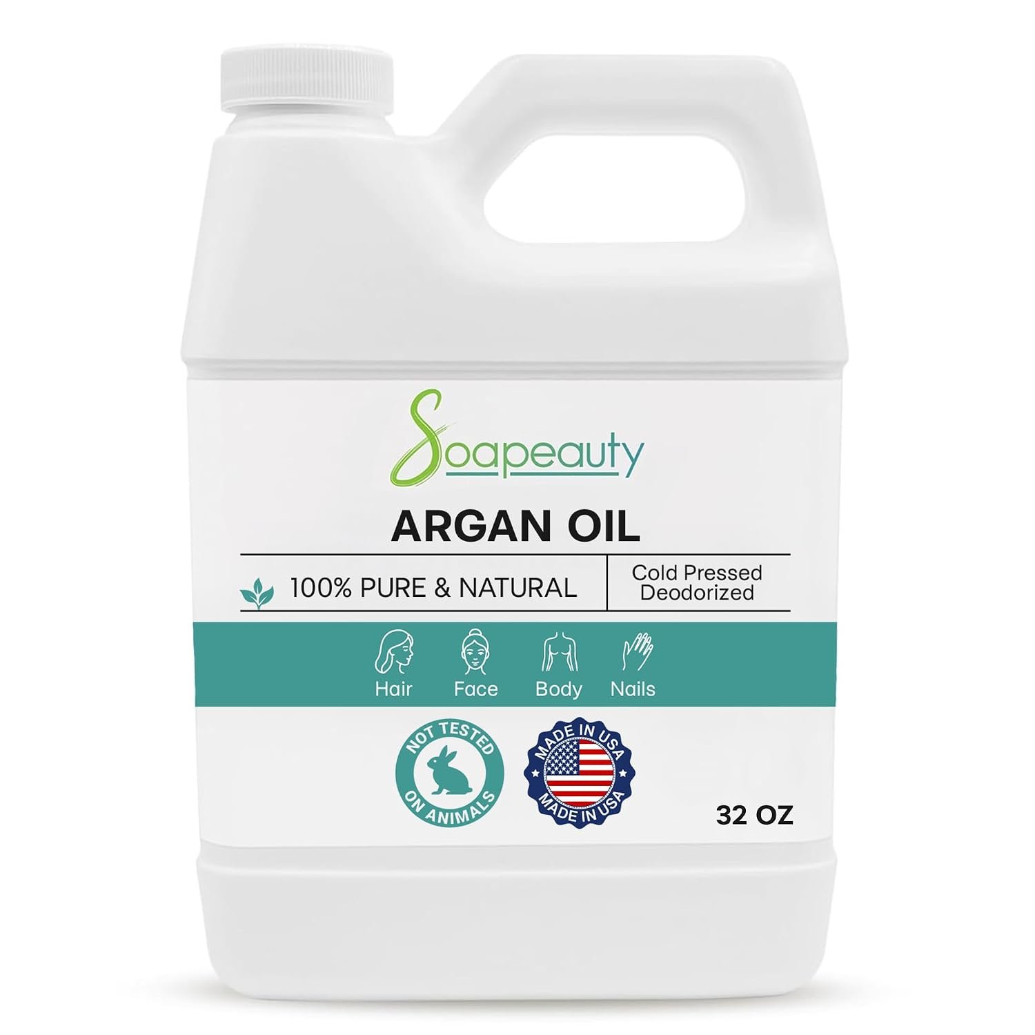 Argan Oil Refined 100% Pure Natural Carrier Oil for Skin Hair 32 fl oz | Refined Oil. Carrier Oil . Moisturizer for Face & Scalp. Hydrating Hair Oil. Dry & Damaged Hair Care