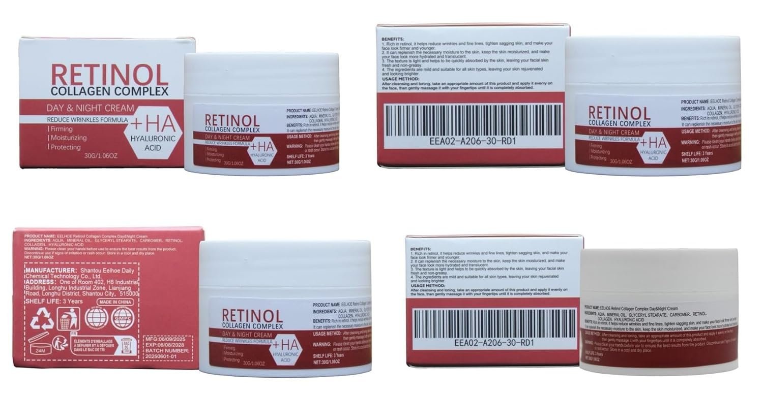 Retinol Anti Aging Face Moisturiser Cream with Collagen Complex & Hyaluronic Acid – Day & Night Face Moisturizer for Skin Tightening & Firming, Wrinkle Smoother Neck & Face Cream for Women & Men