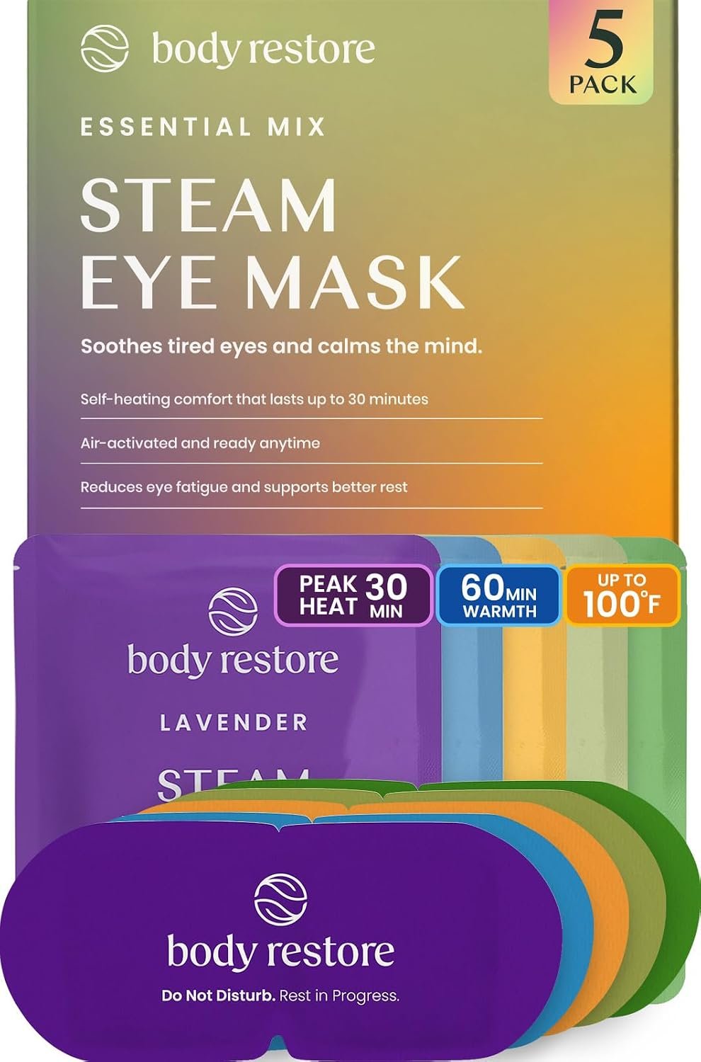 Body Restore Heated Eye Mask Warm Compress for Dry Eyes – Variety 5 Pack