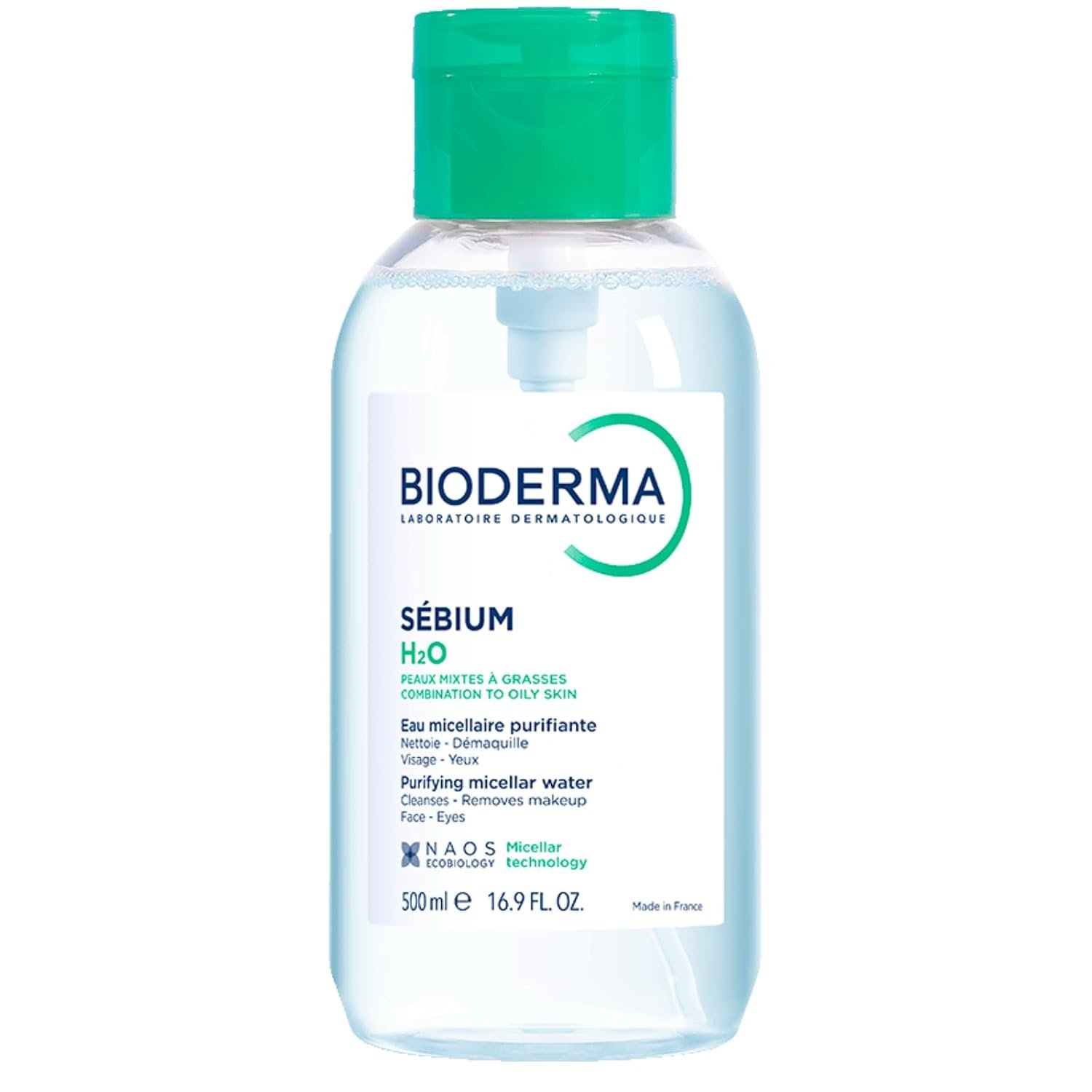 Bioderma – Sébium H2O – Micellar Water – Facial Cleanser and Makeup Remover – Face Cleanser for Combination to Oily Skin
