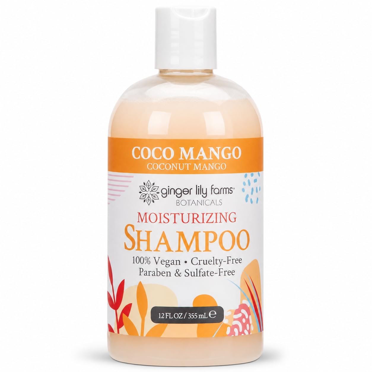 Ginger Lily Farms 12 fl oz Moisturizing Shampoo, Coconut Mango Scent | for Hands, Body & Hair, Moisturizing Wash, Salon Wash, Spa Cleanser, Salon & Spa Essentials, Manicure & Pedicure Supplies